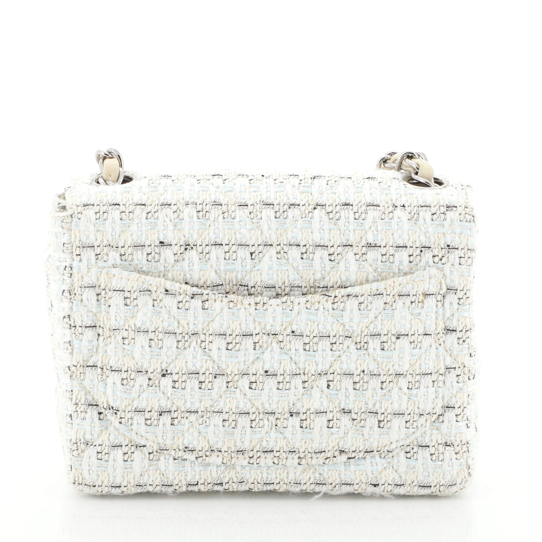 Vintage Chain Handle Flap Bag Quilted Tweed Mini