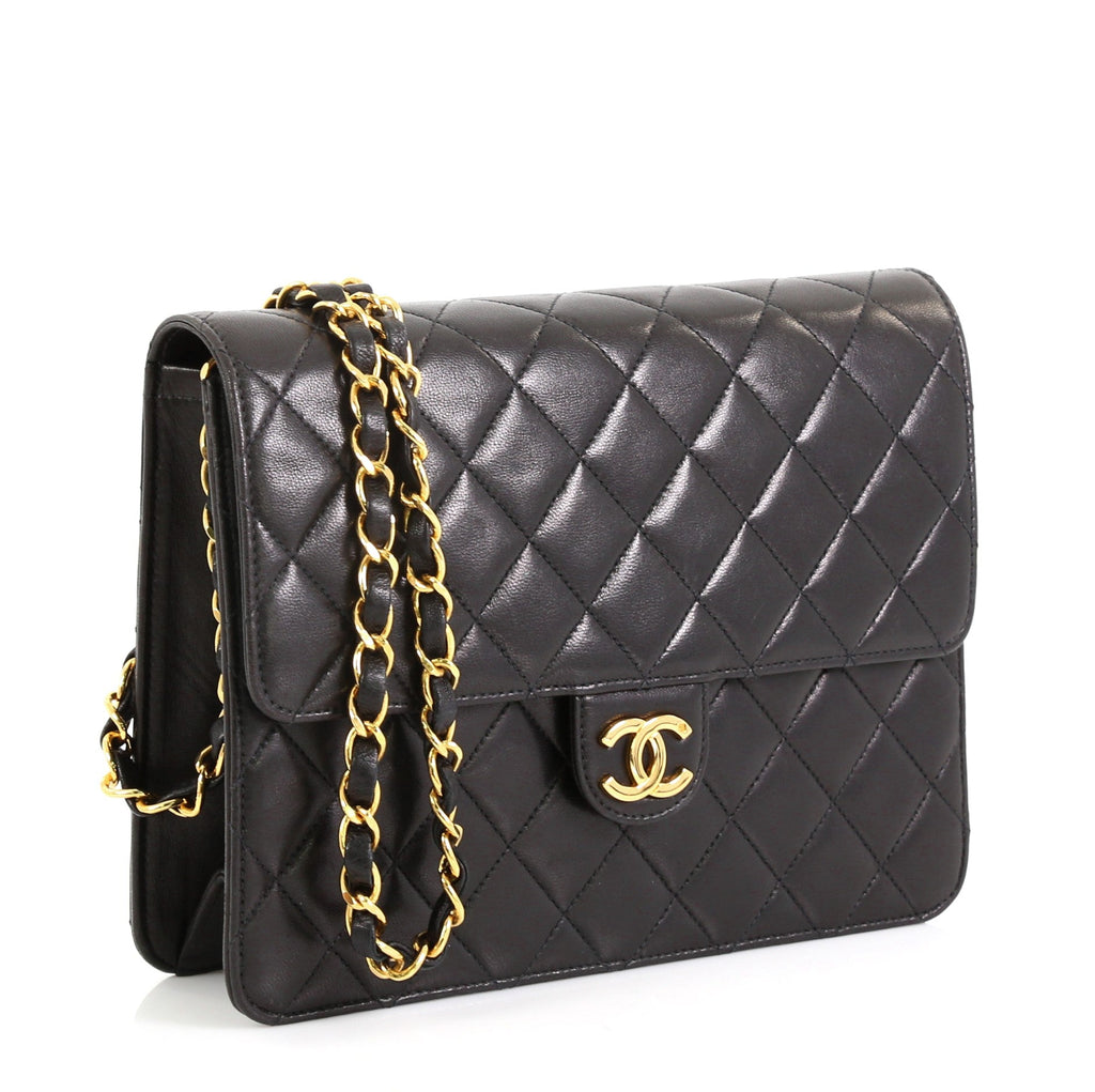 Vintage Clutch with Chain Quilted Leather Small
