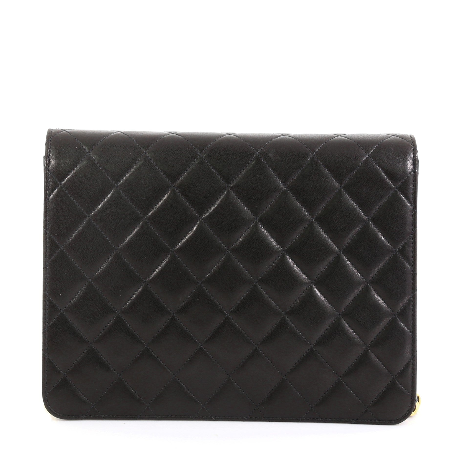 Vintage Clutch with Chain Quilted Leather Small