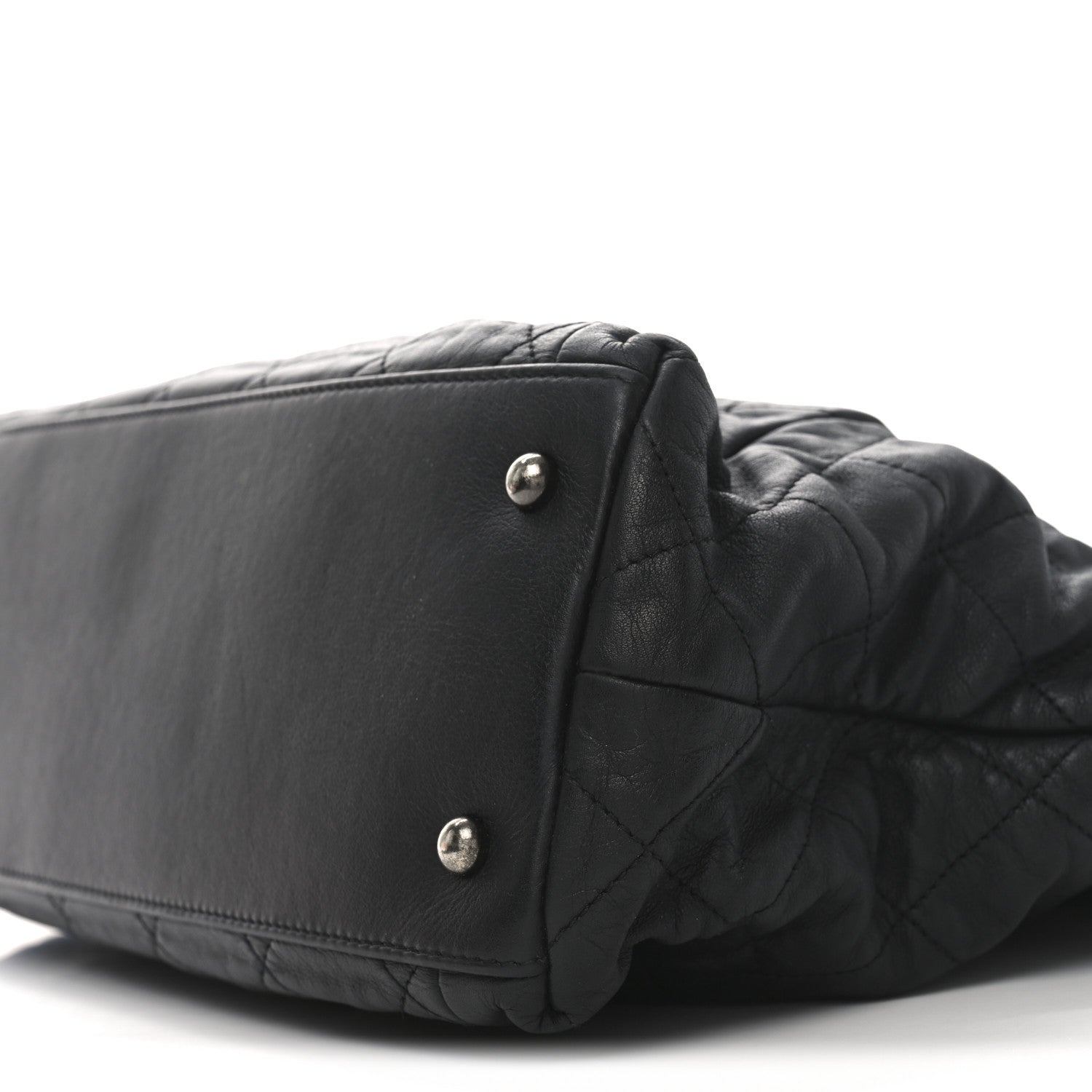 Calfskin Quilted Large Coco Pleats Tote Black