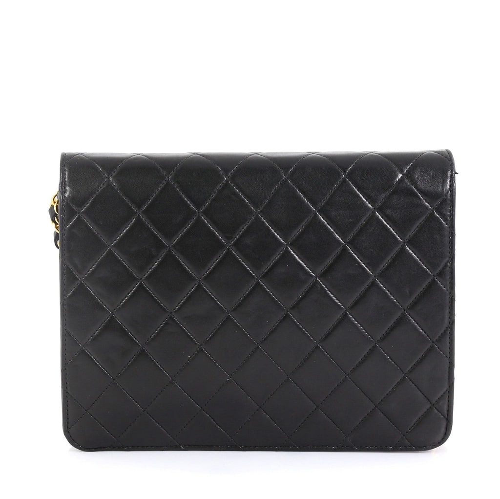 Vintage Clutch with Chain Quilted Leather Small