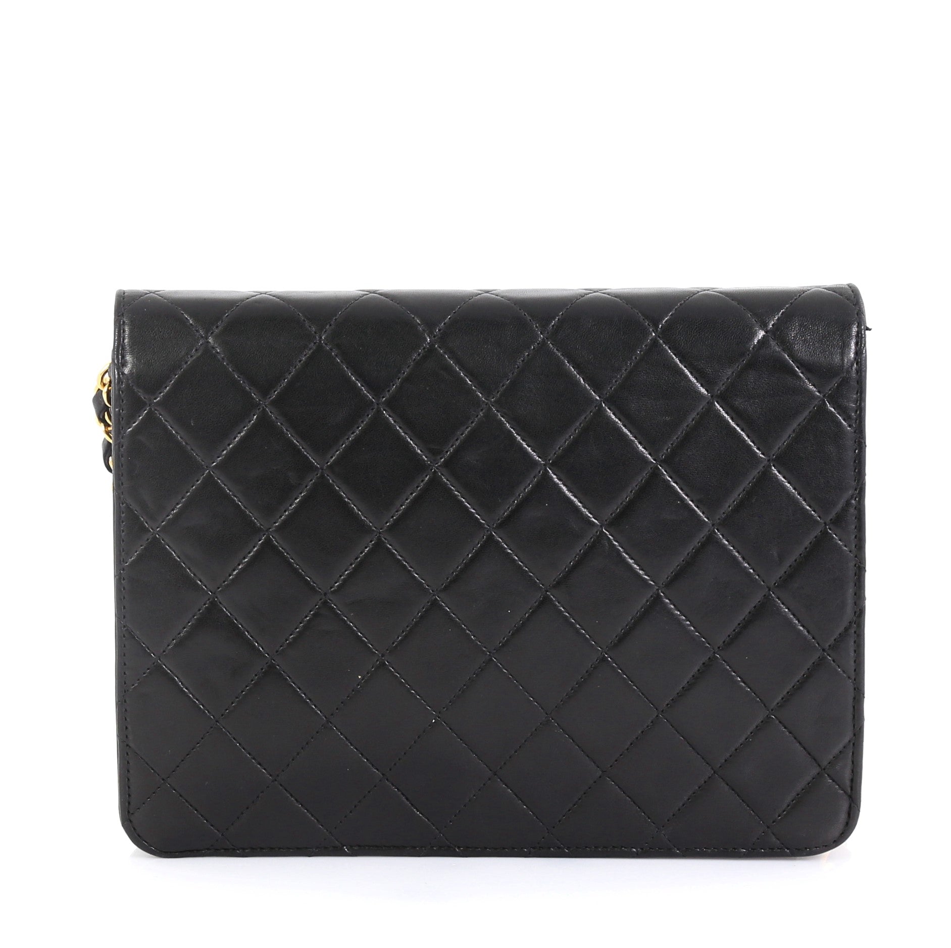 Vintage Clutch with Chain Quilted Leather Small