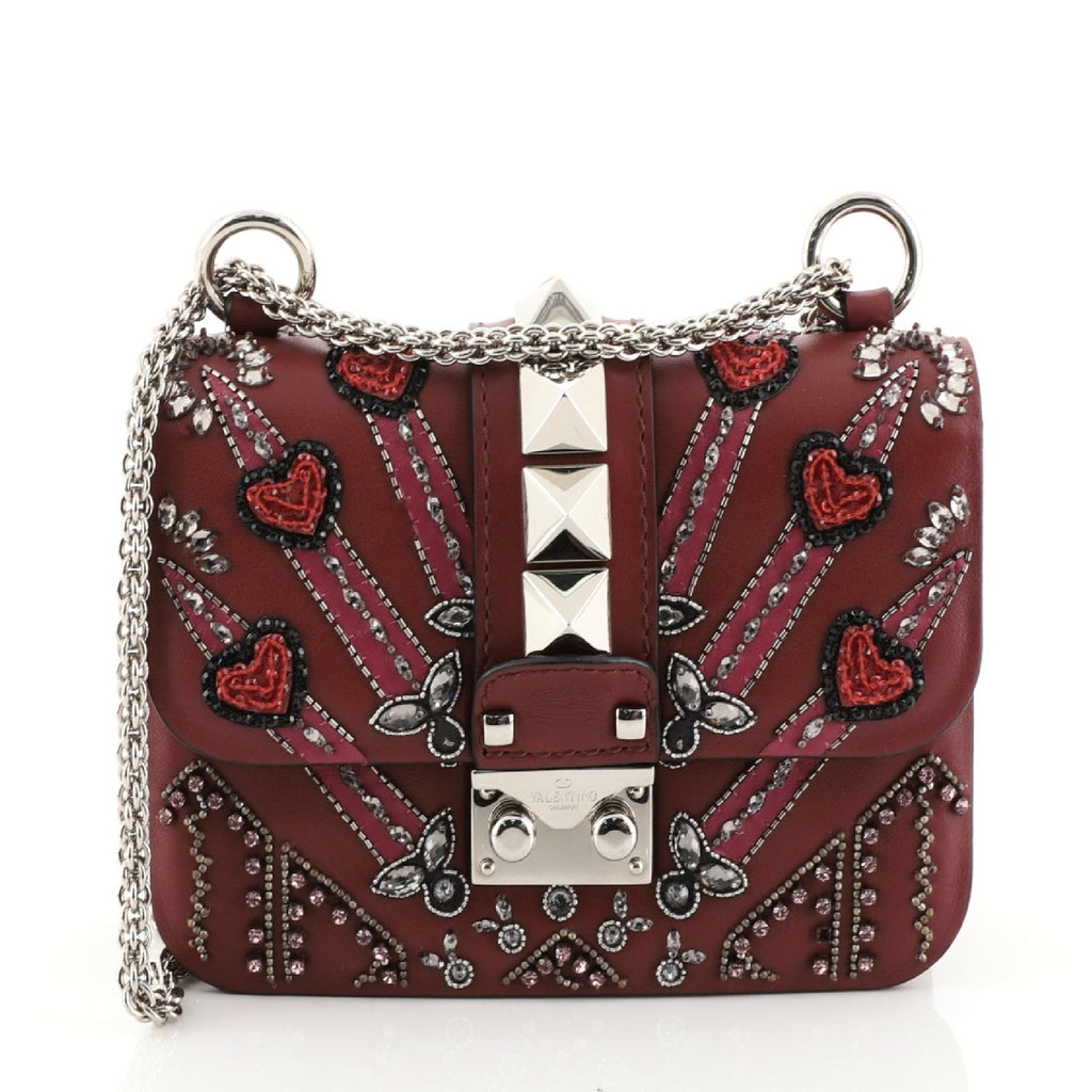 Glam Lock Shoulder Bag Embellished Leather Mini