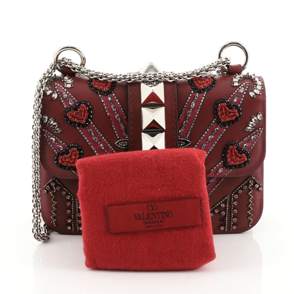 Glam Lock Shoulder Bag Embellished Leather Mini