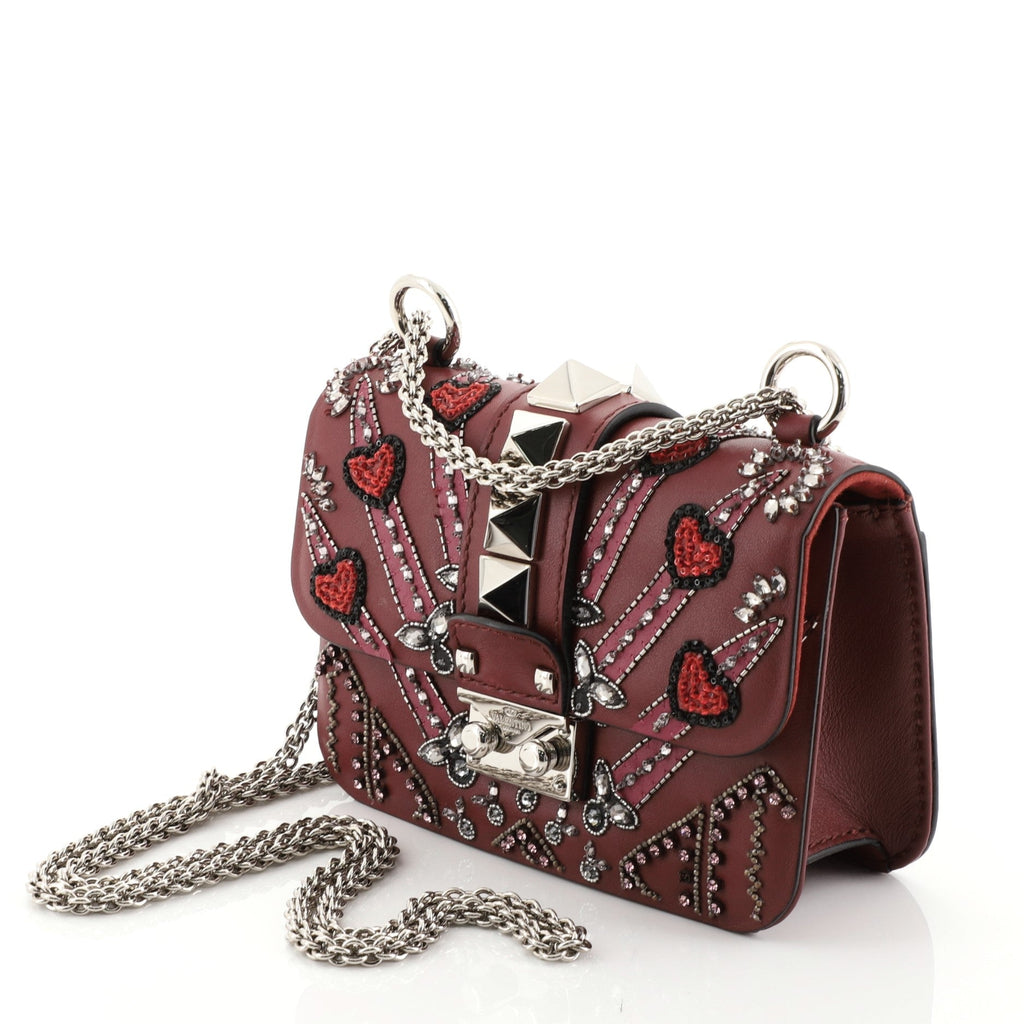 Glam Lock Shoulder Bag Embellished Leather Mini