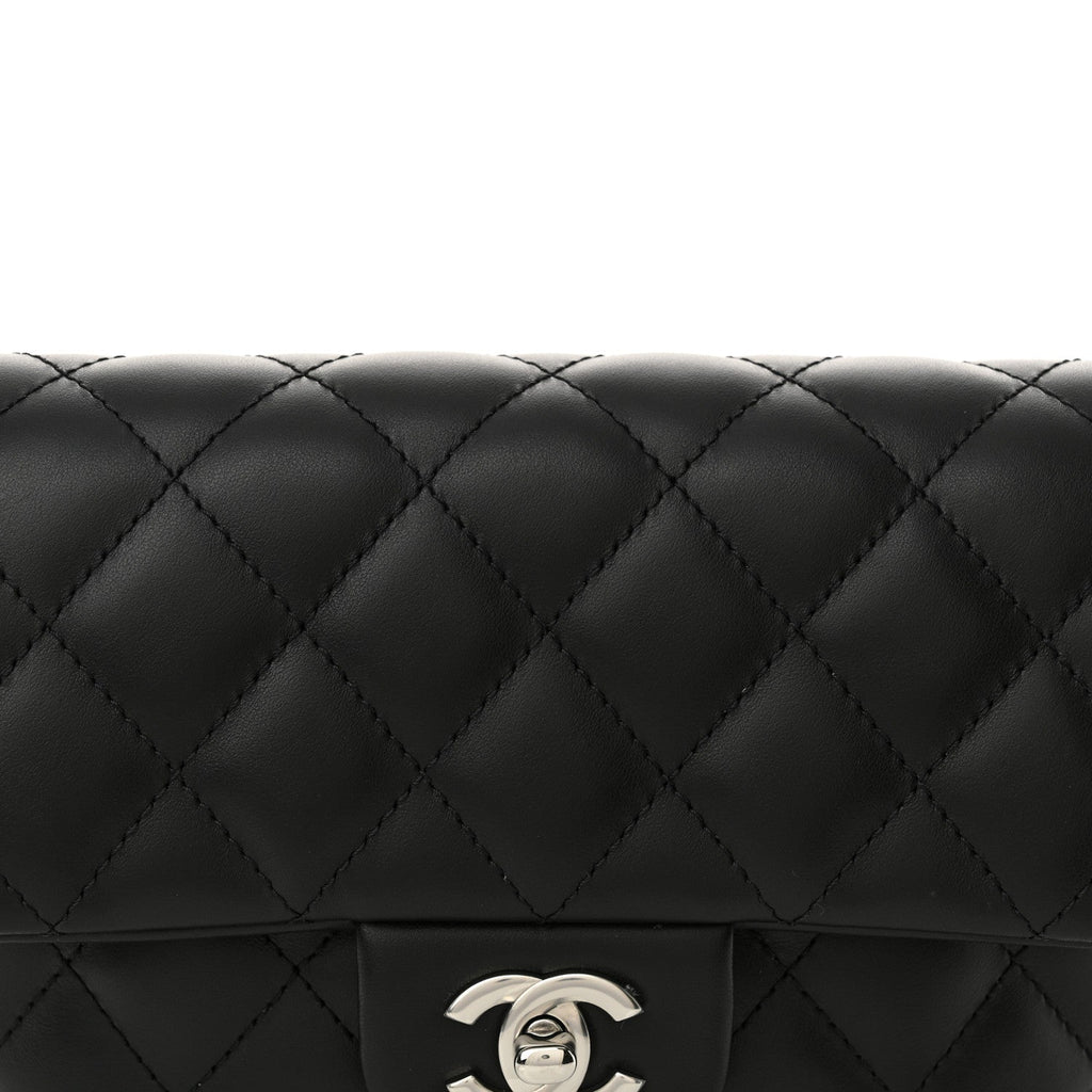 Calfskin Quilted CC Uniform Flap Belt Bag Black