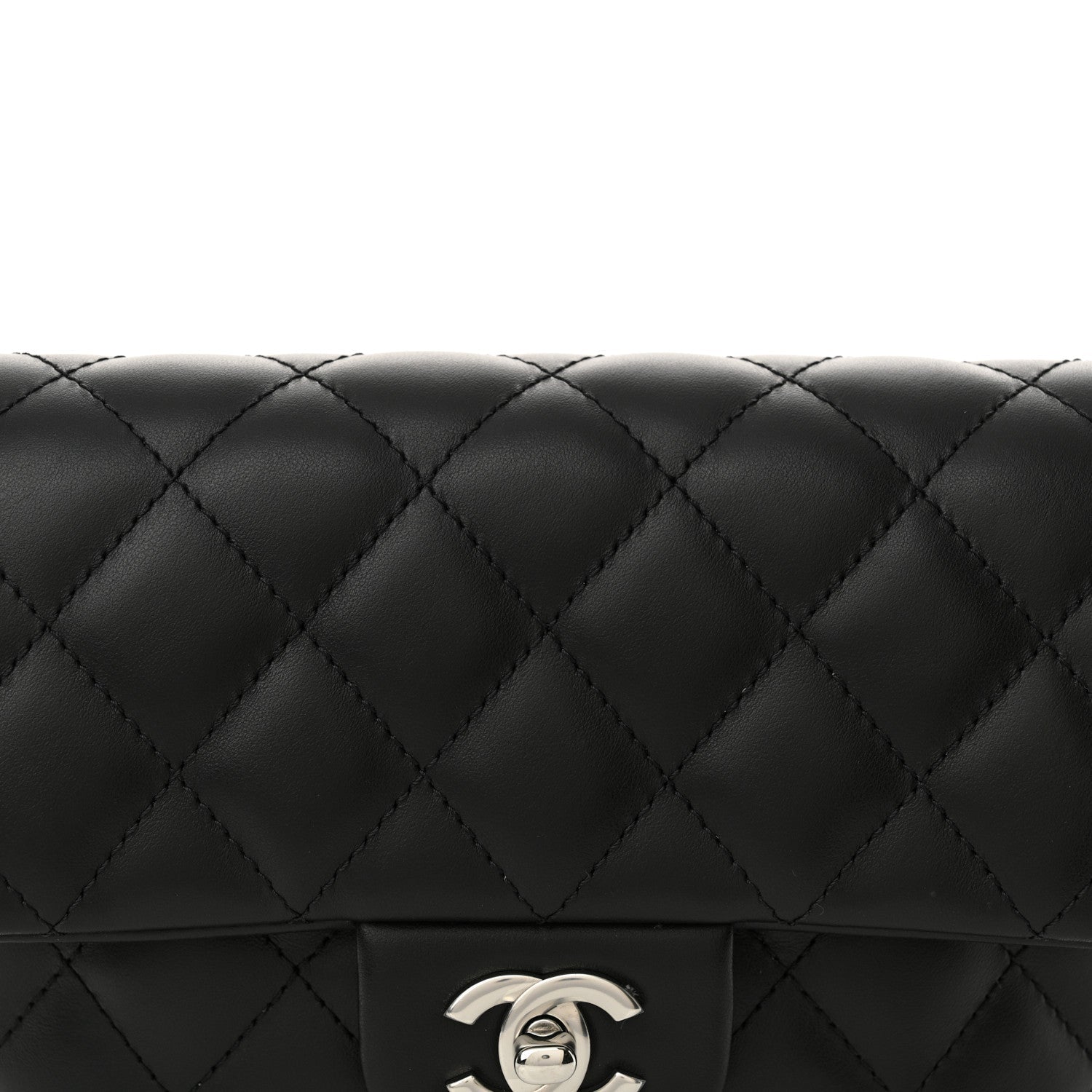 Calfskin Quilted CC Uniform Flap Belt Bag Black