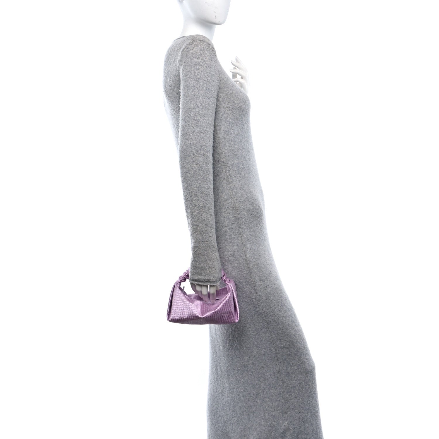Mesh Crystal Rhinestone Mini Scrunchie Clutch Winsome Orchid