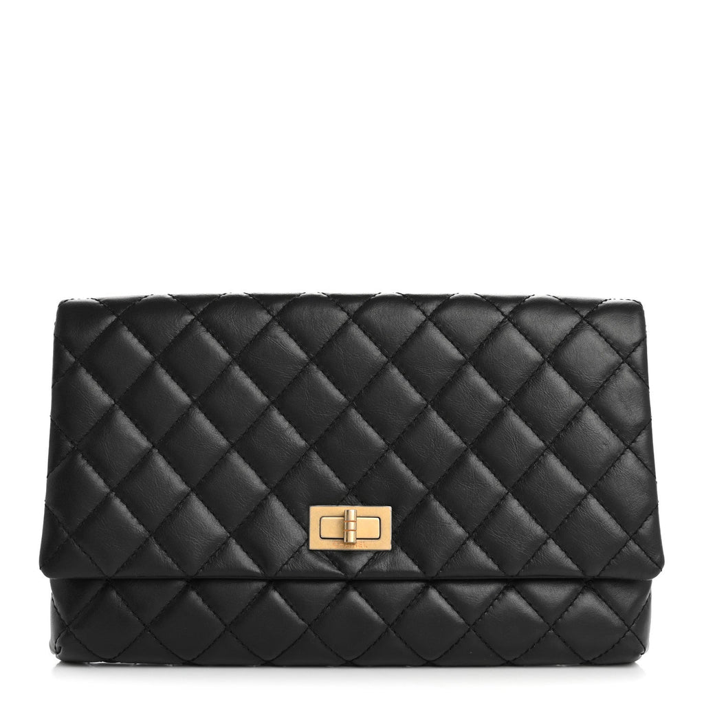 Aged Calfskin Quilted Reissue 2.55 Clutch Black