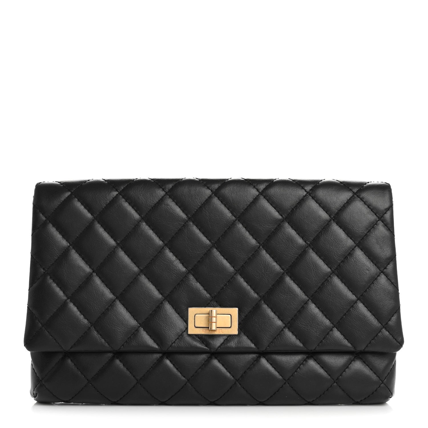 Aged Calfskin Quilted Reissue 2.55 Clutch Black