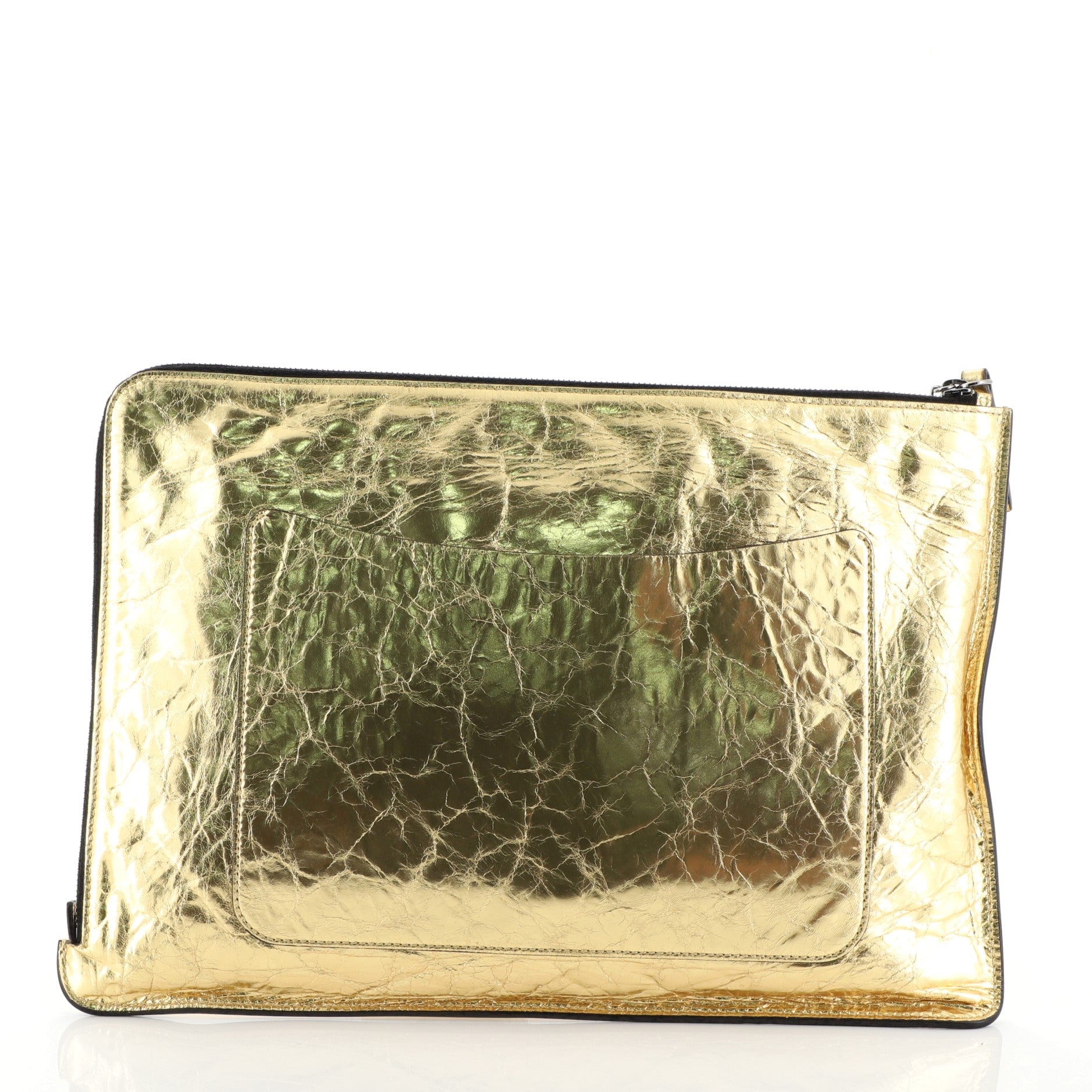 Feminine Pouch Crinkled Leather Large