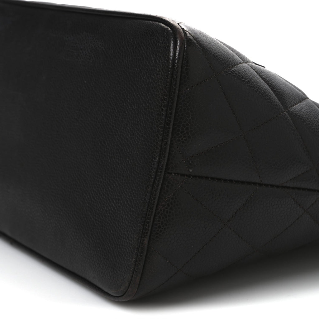 Caviar Quilted Medallion Tote Dark Brown