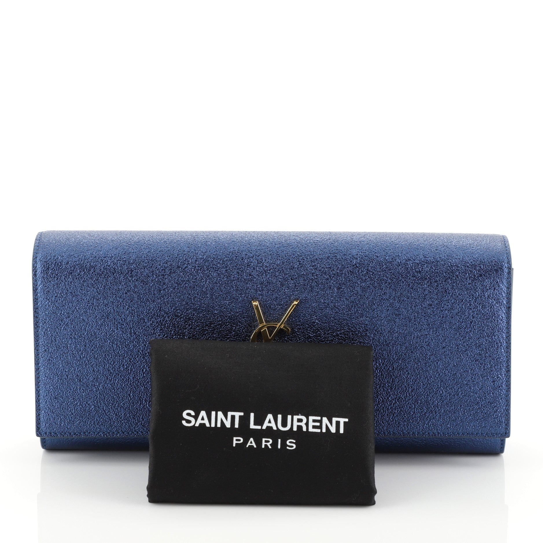 Classic Monogram Clutch Metallic Calfskin Long