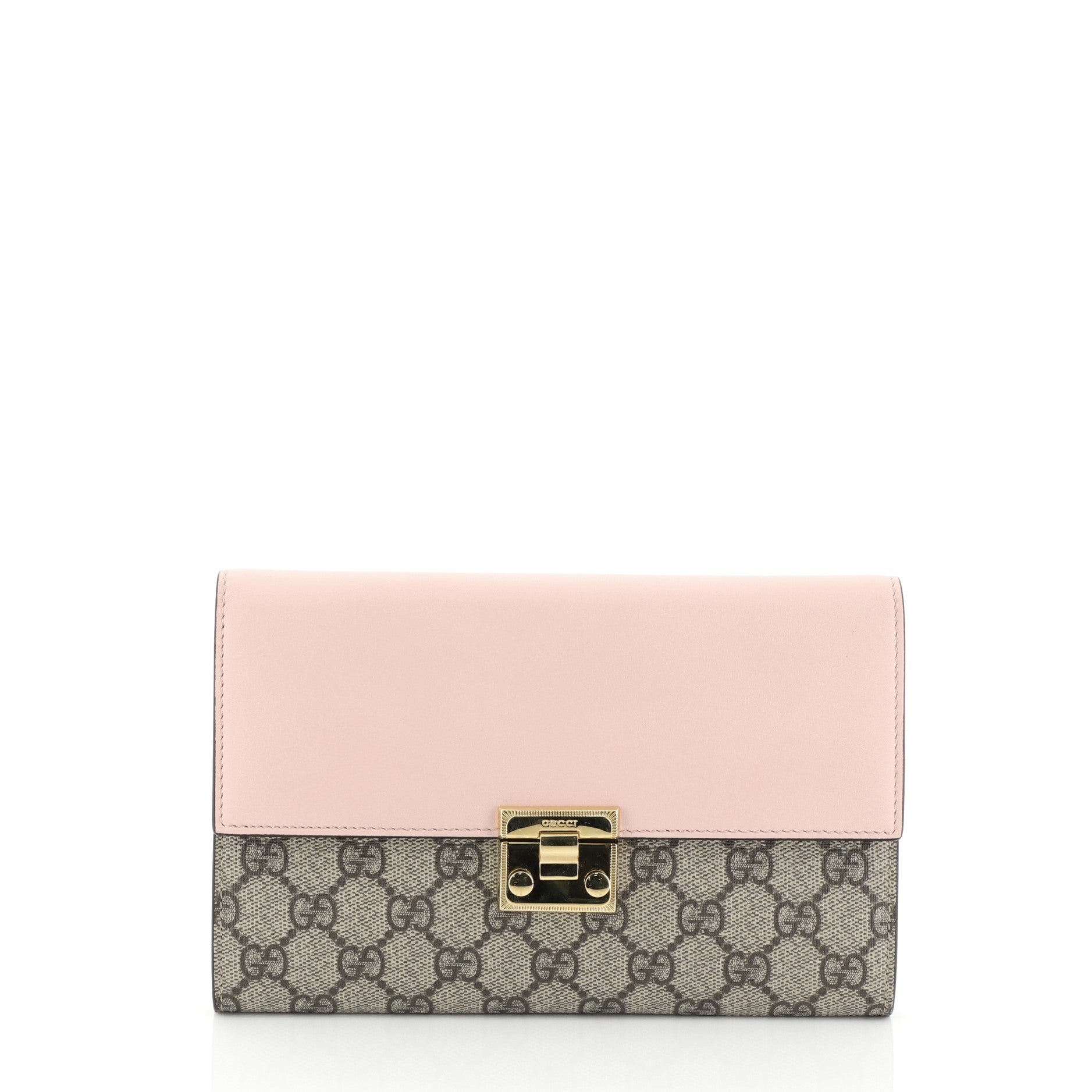 Padlock Clutch GG Coated Canvas with Leather