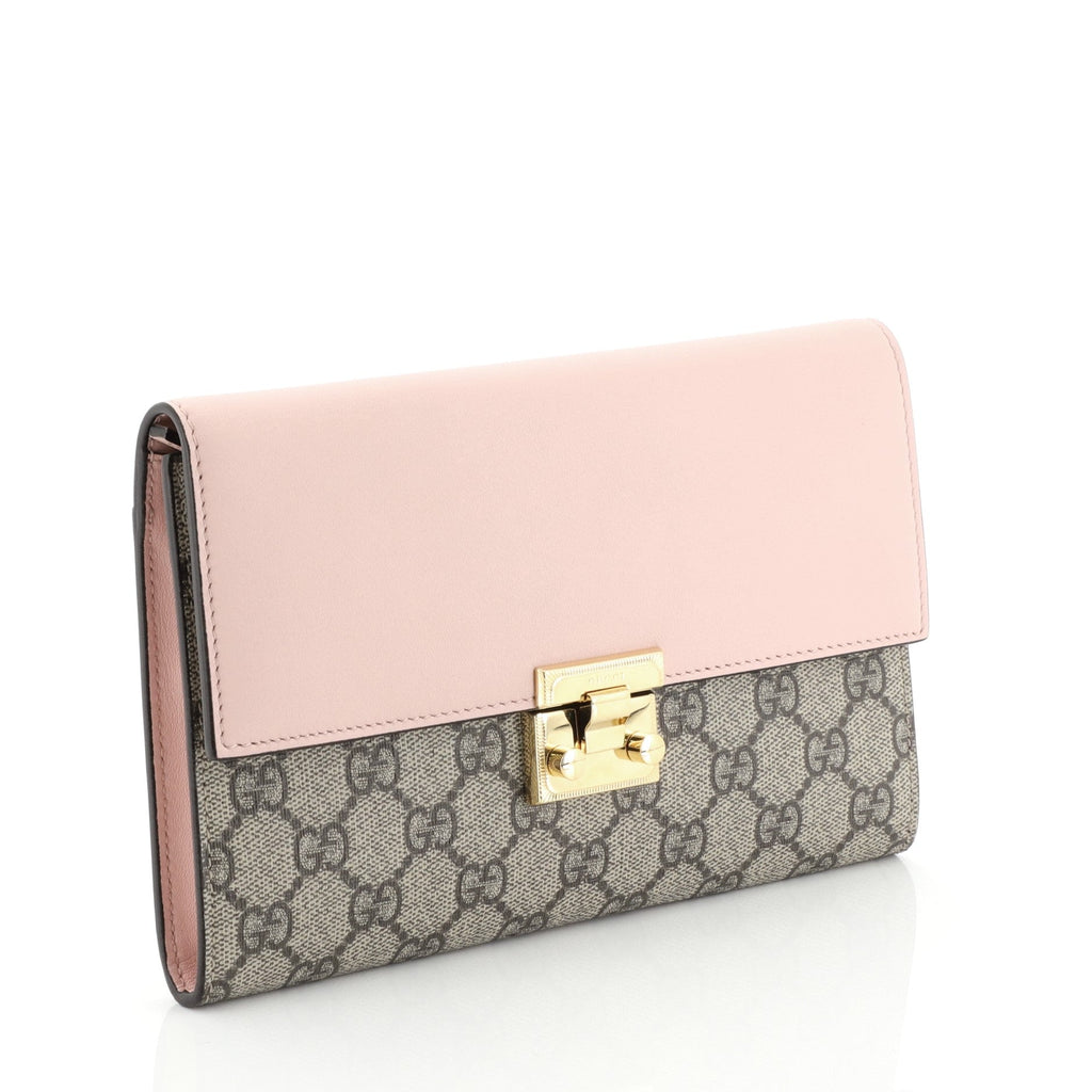 Padlock Clutch GG Coated Canvas with Leather