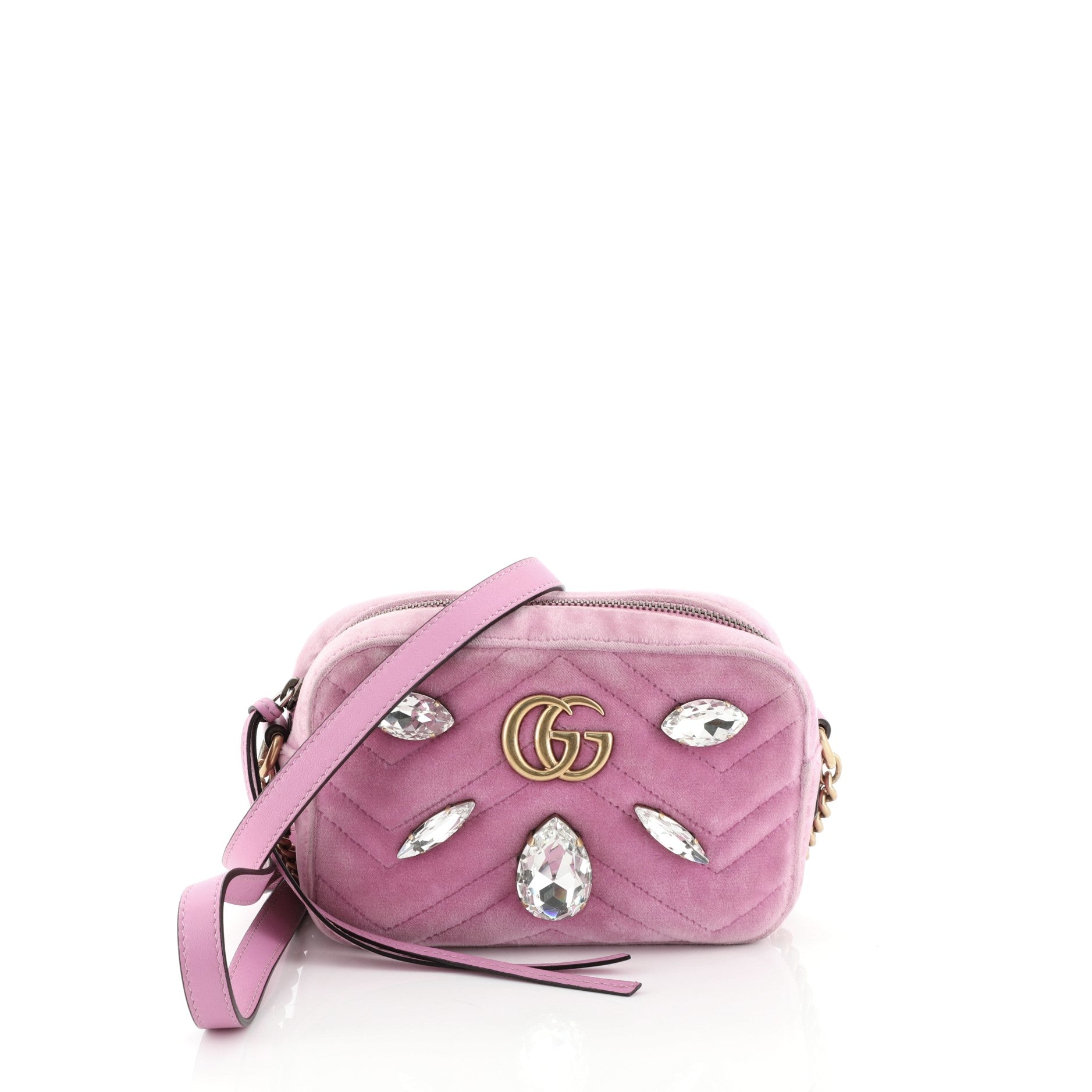 GG Marmont Shoulder Bag Crystal Embellished Matelasse Velvet Mini