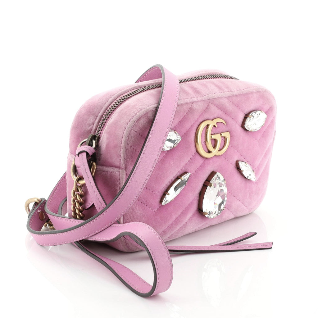 GG Marmont Shoulder Bag Crystal Embellished Matelasse Velvet Mini
