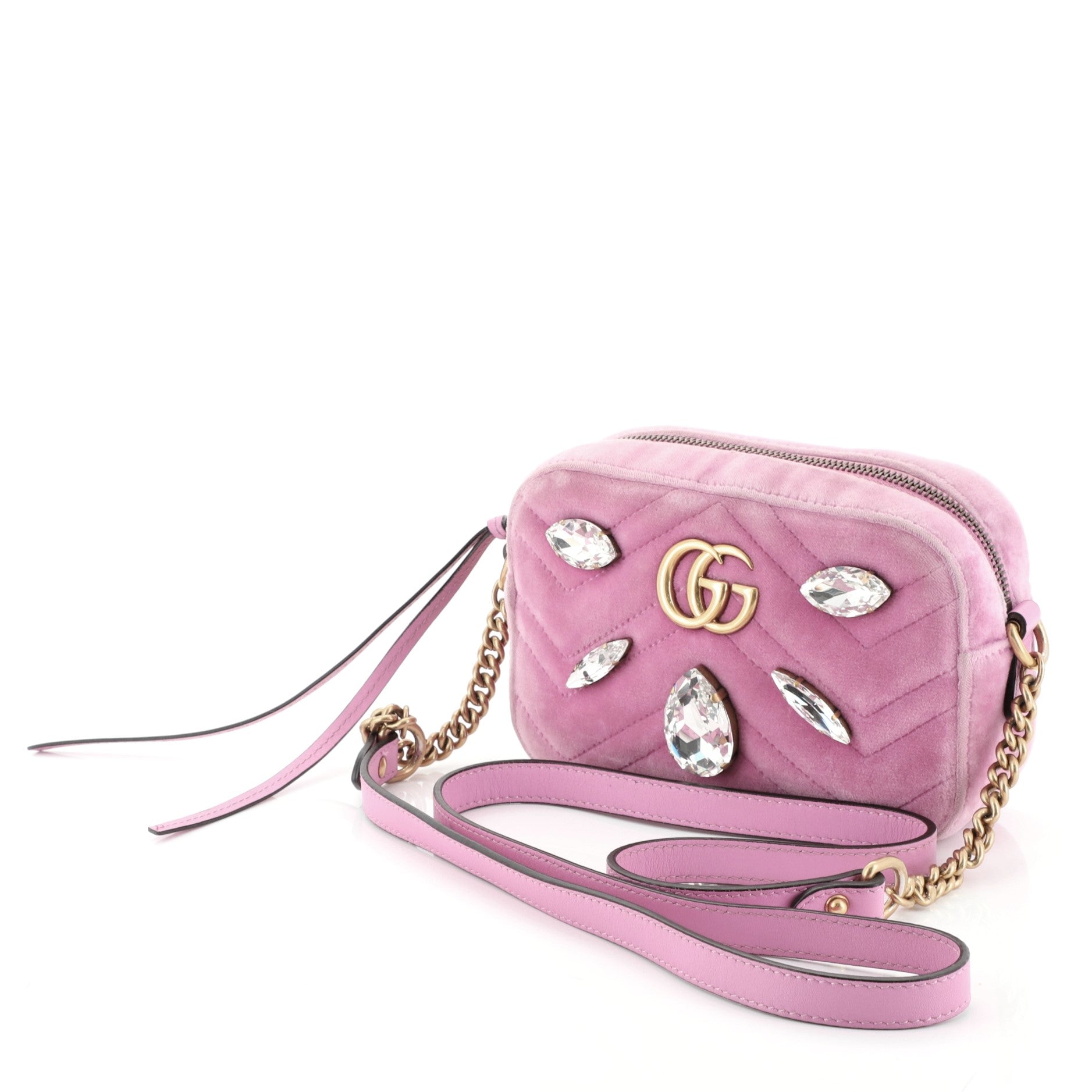 GG Marmont Shoulder Bag Crystal Embellished Matelasse Velvet Mini
