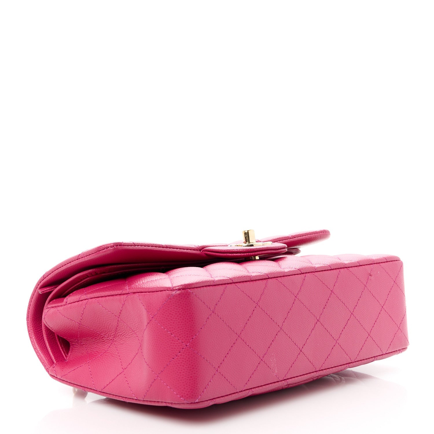 Caviar Quilted Small Double Flap Fuchsia