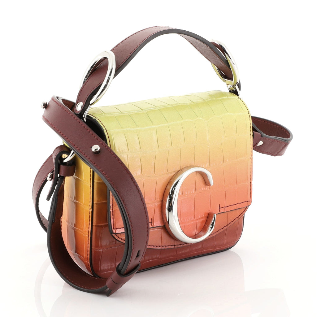 C Crossbody Bag Ombre Crocodile Embossed Leather Mini
