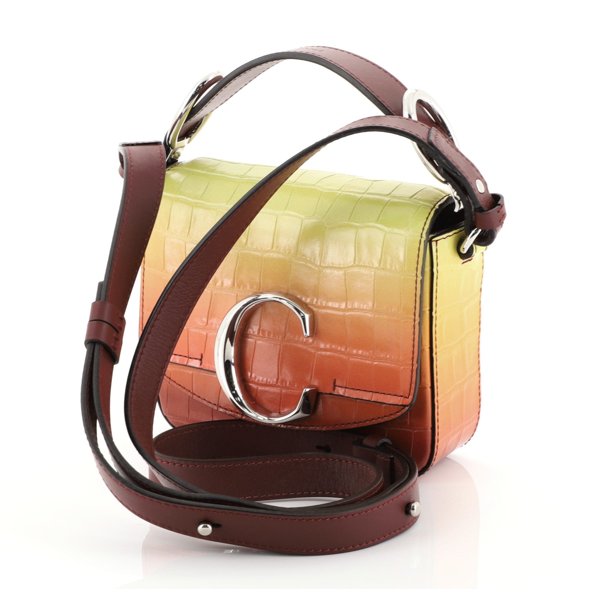C Crossbody Bag Ombre Crocodile Embossed Leather Mini