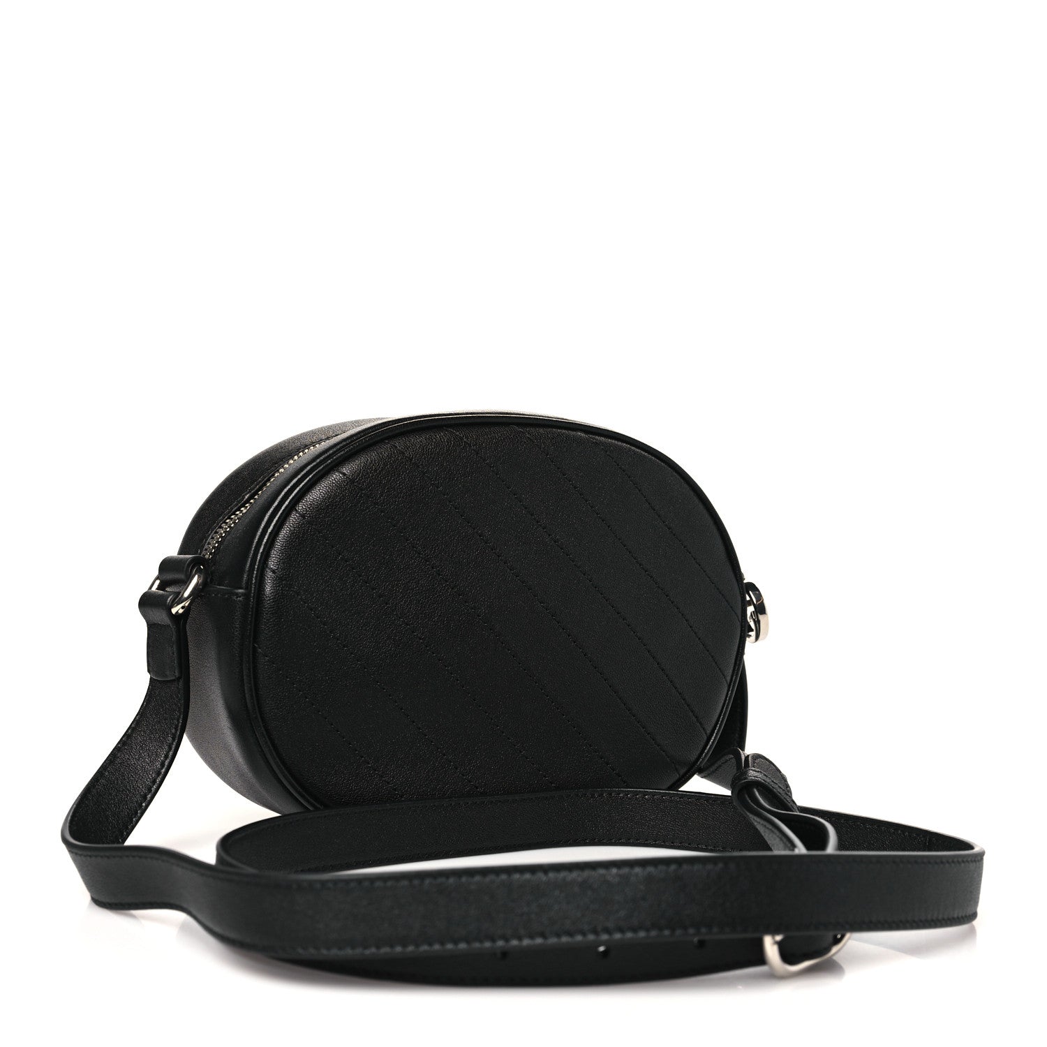 Sakai Be Green Calfskin Diagonal Stitched Mini Blondie Shoulder Bag Black