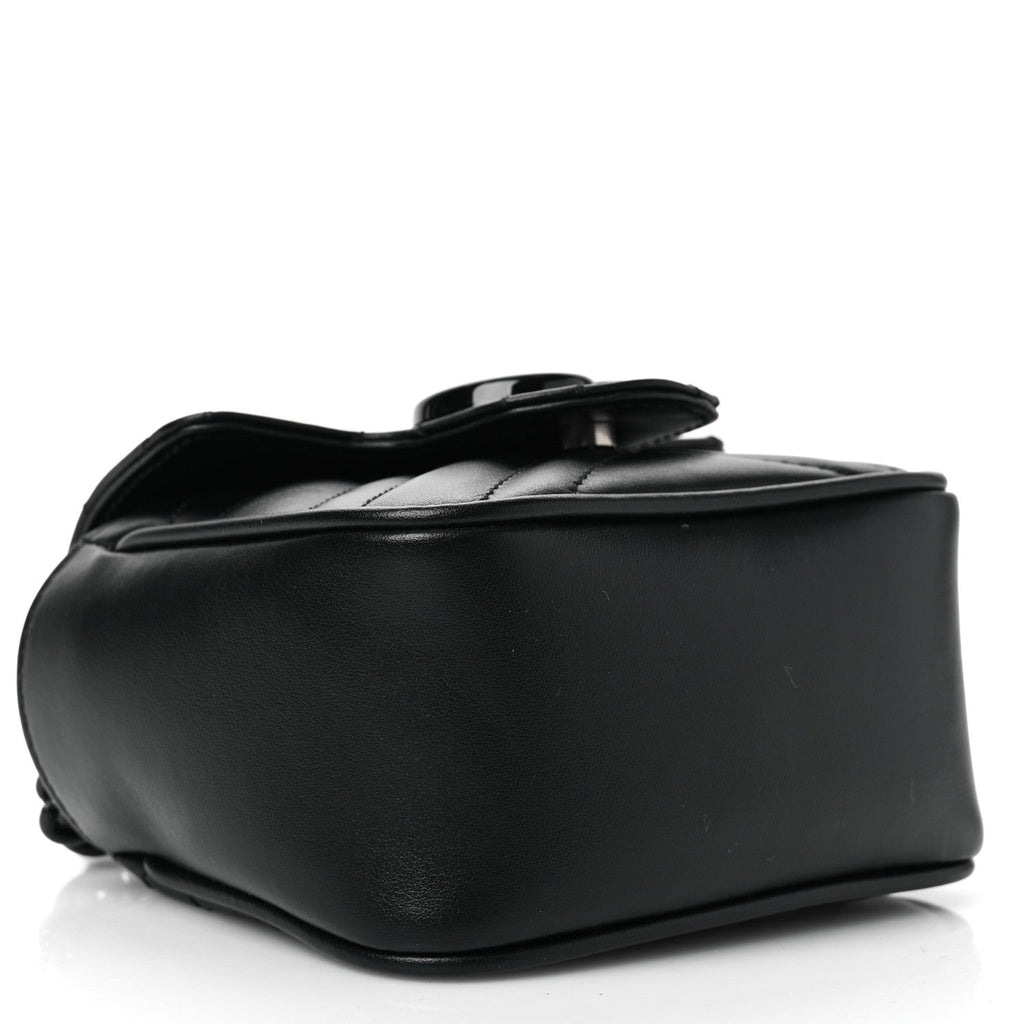 Calfskin Matelasse Monochrome GG Marmont Chain Mini Belt Bag Black