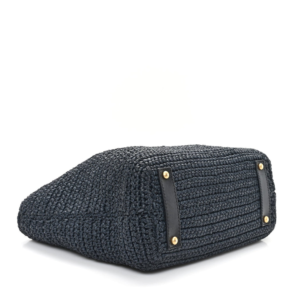 Straw Raffia Tote Black