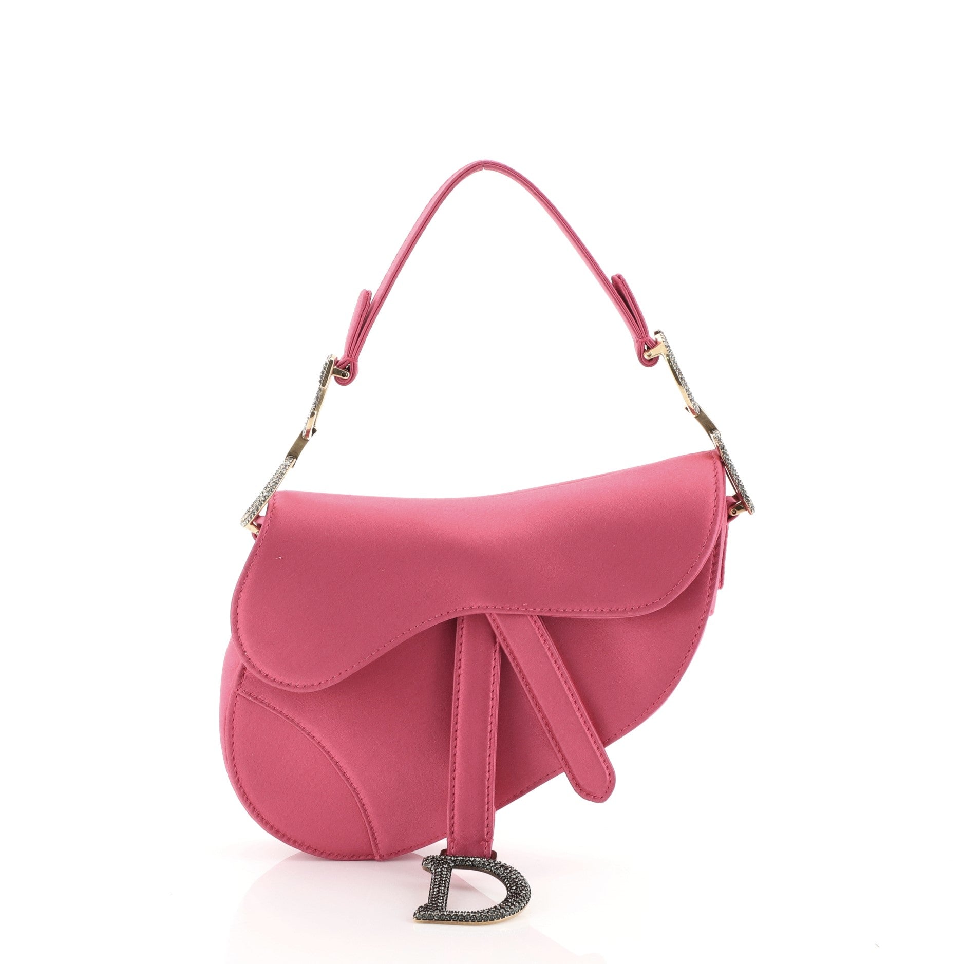 Saddle Handbag Satin with Crystals Mini