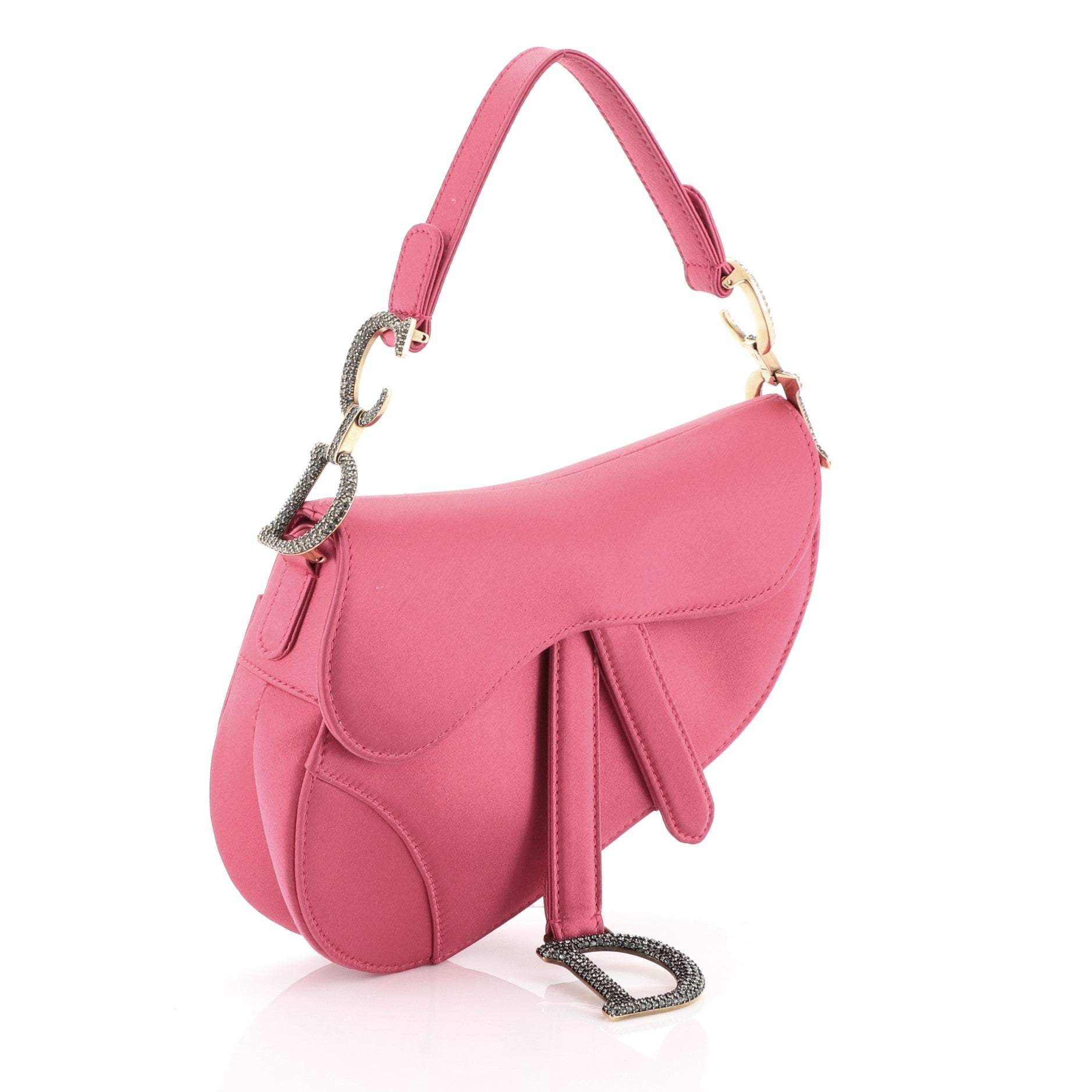 Saddle Handbag Satin with Crystals Mini