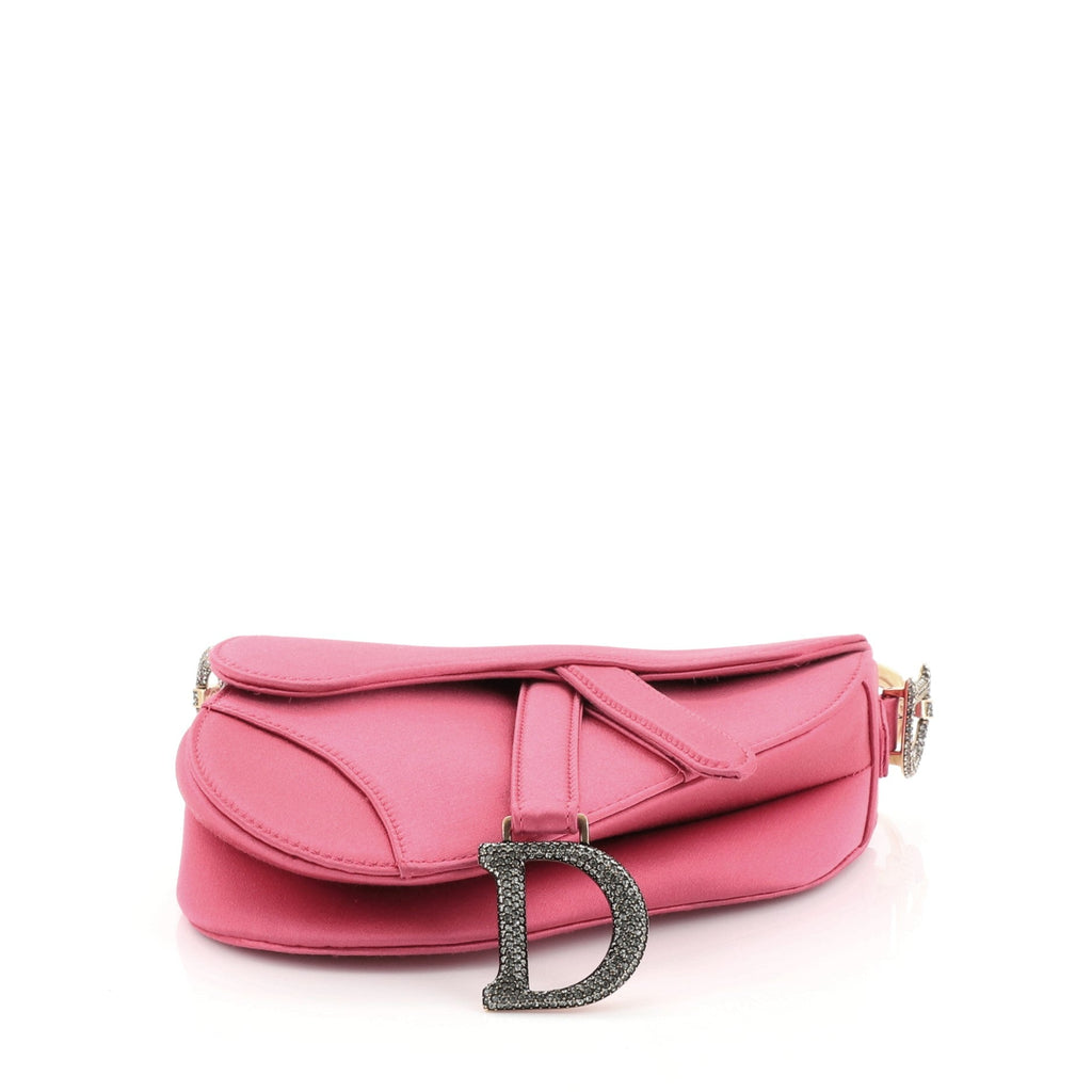 Saddle Handbag Satin with Crystals Mini