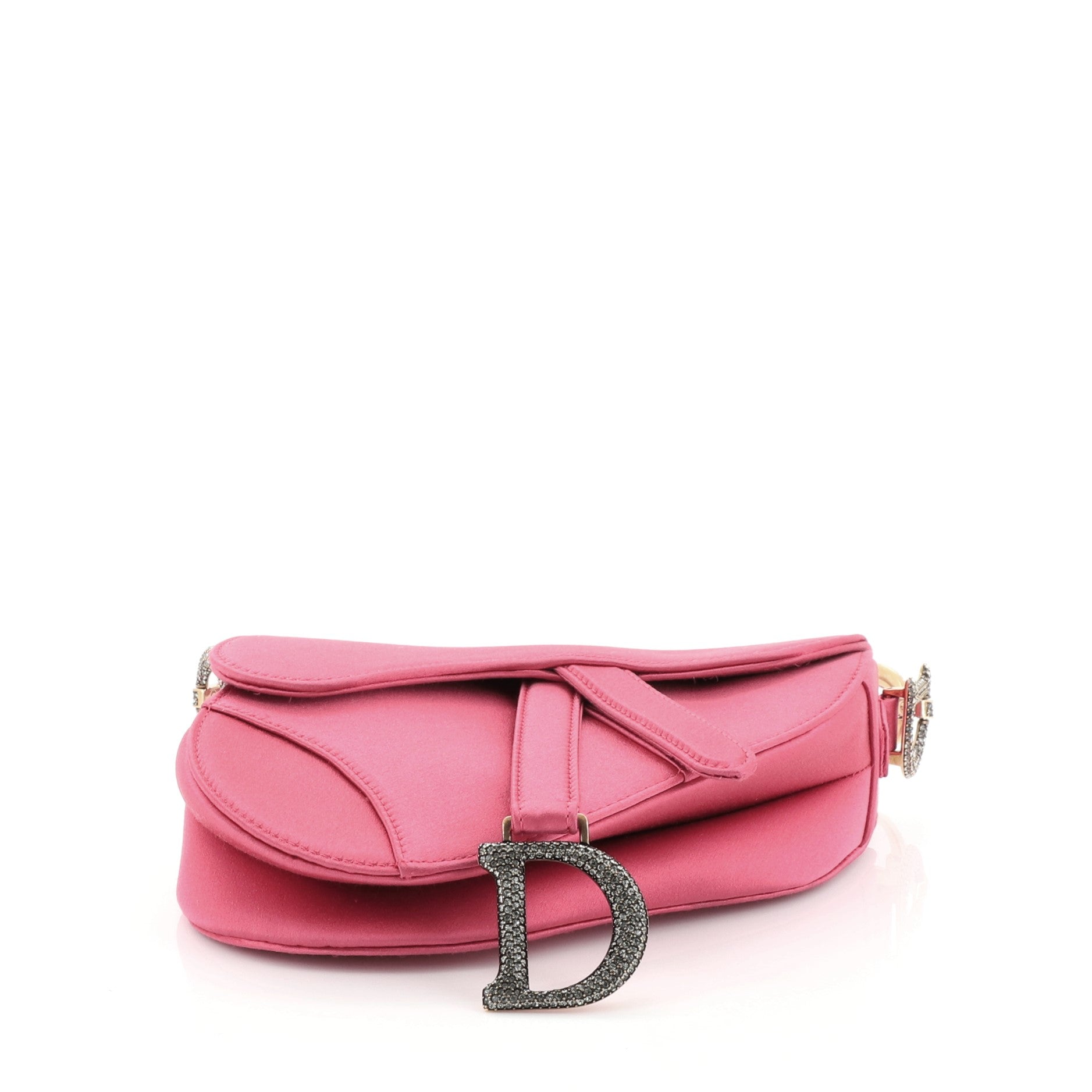 Saddle Handbag Satin with Crystals Mini