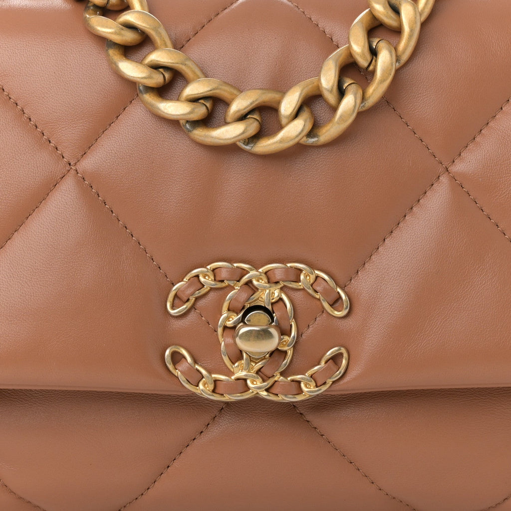 Lambskin Quilted Medium Chanel 19 Flap Brown