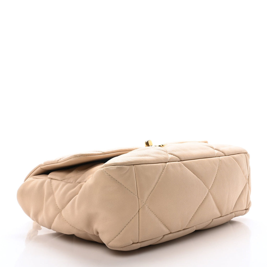 Lambskin Quilted Large Chanel 19 Flap Beige