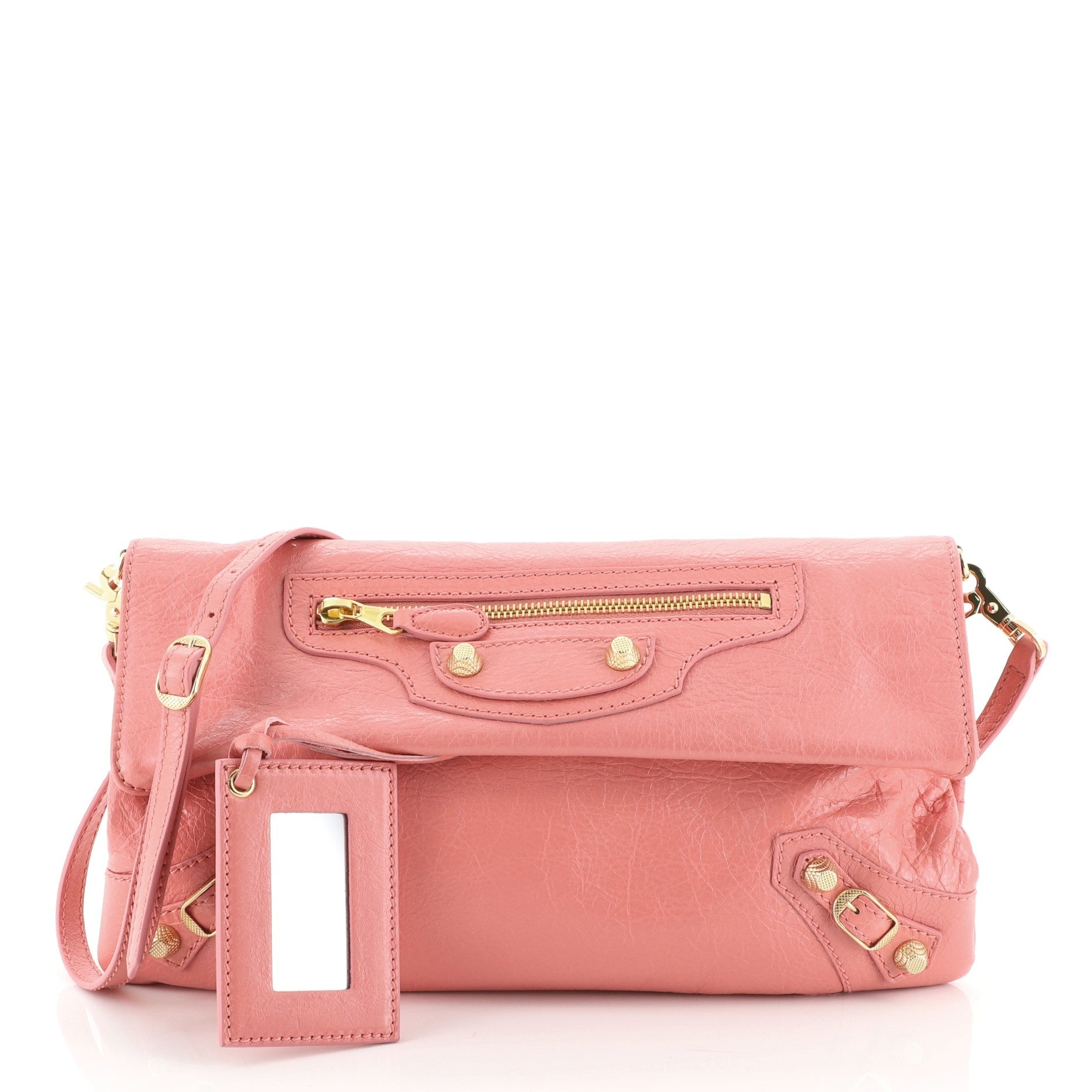 Envelope Strap Clutch Giant Studs Leather