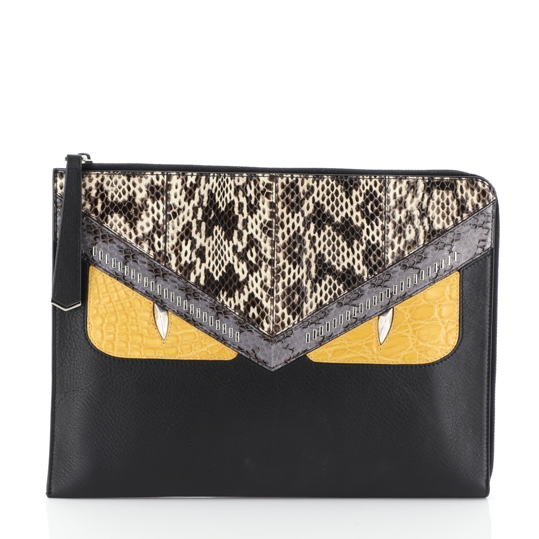 Monster Clutch Leather with Python and Crocodile Medium