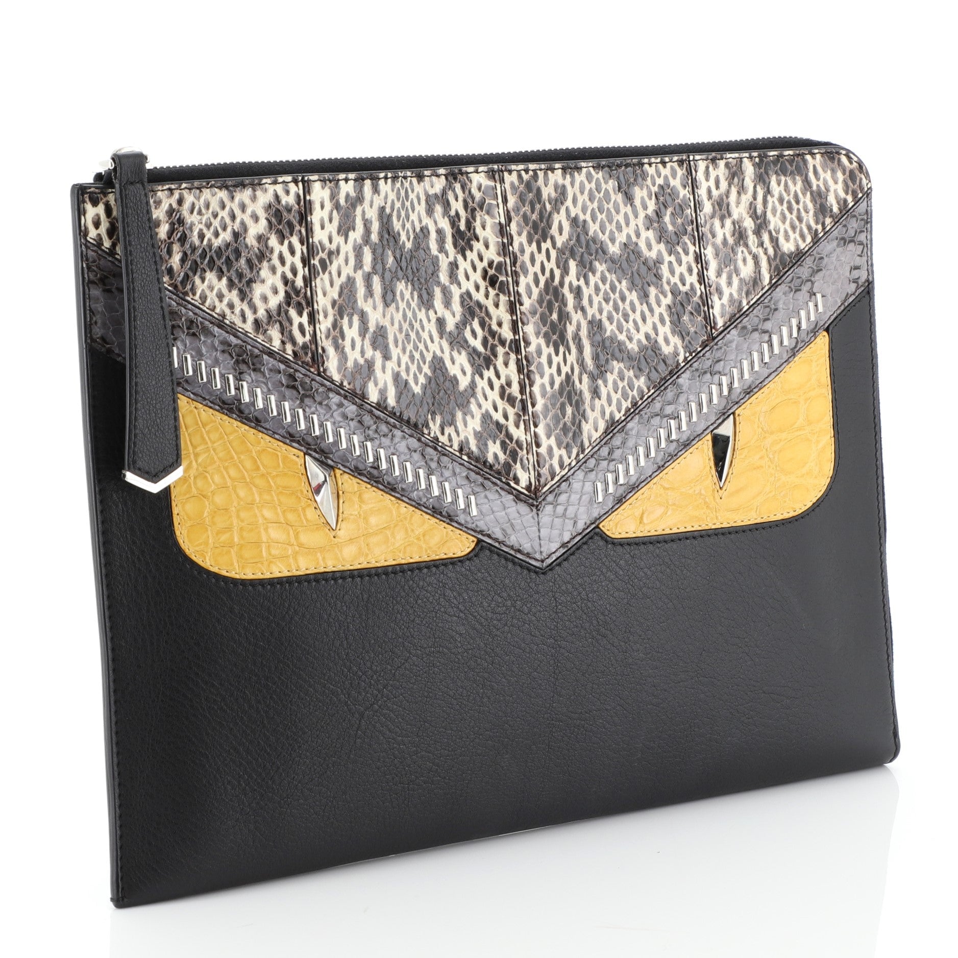 Monster Clutch Leather with Python and Crocodile Medium