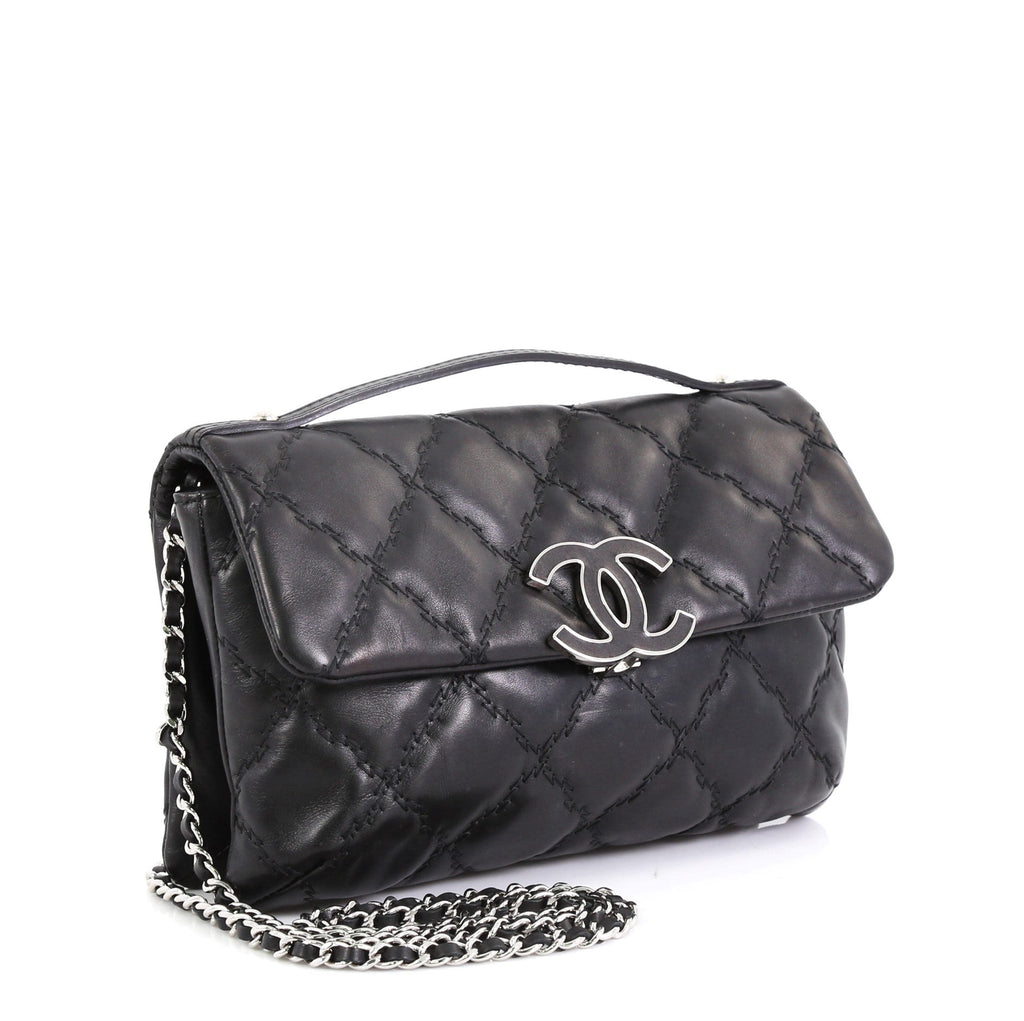 Double Stitch Hamptons Flap Bag Quilted Calfskin Mini