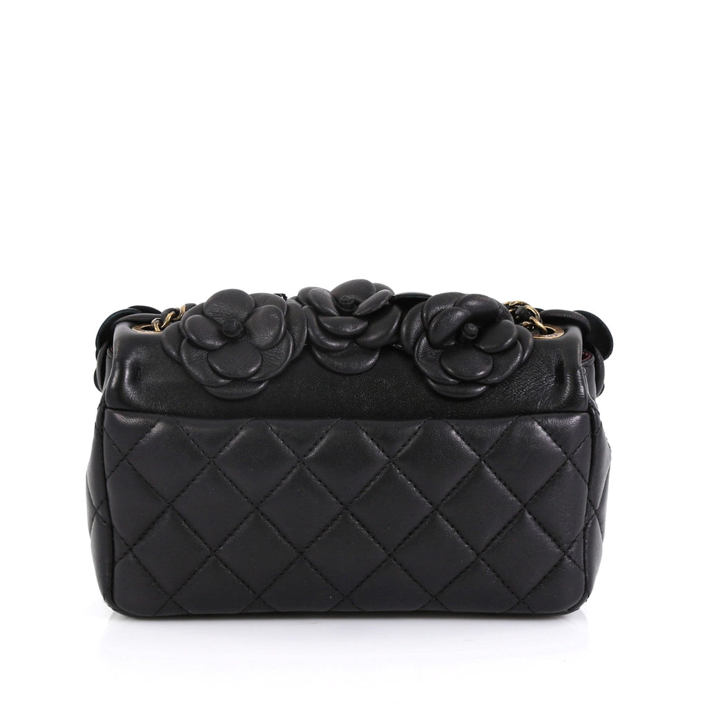 CC Camellia Flap Bag Lambskin with Patent Mini