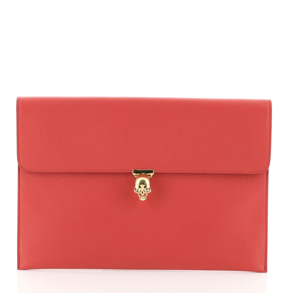 Skull Envelope Clutch Leather