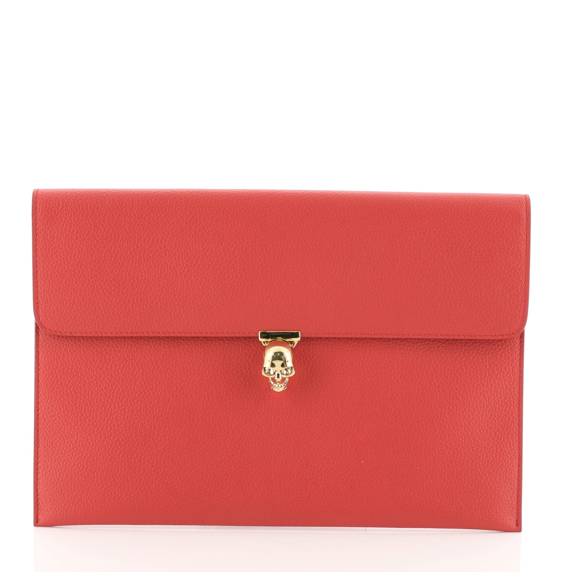 Skull Envelope Clutch Leather