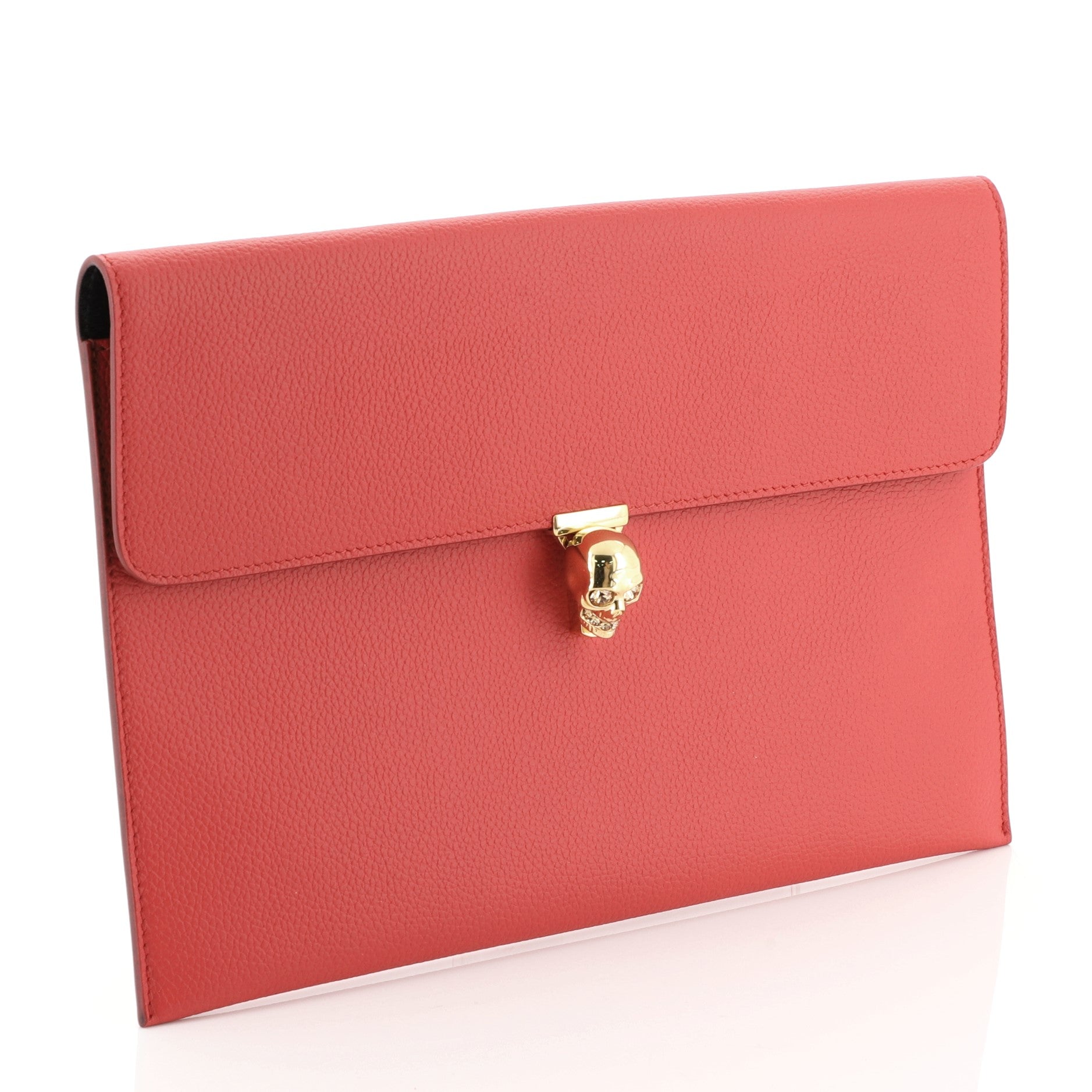 Skull Envelope Clutch Leather