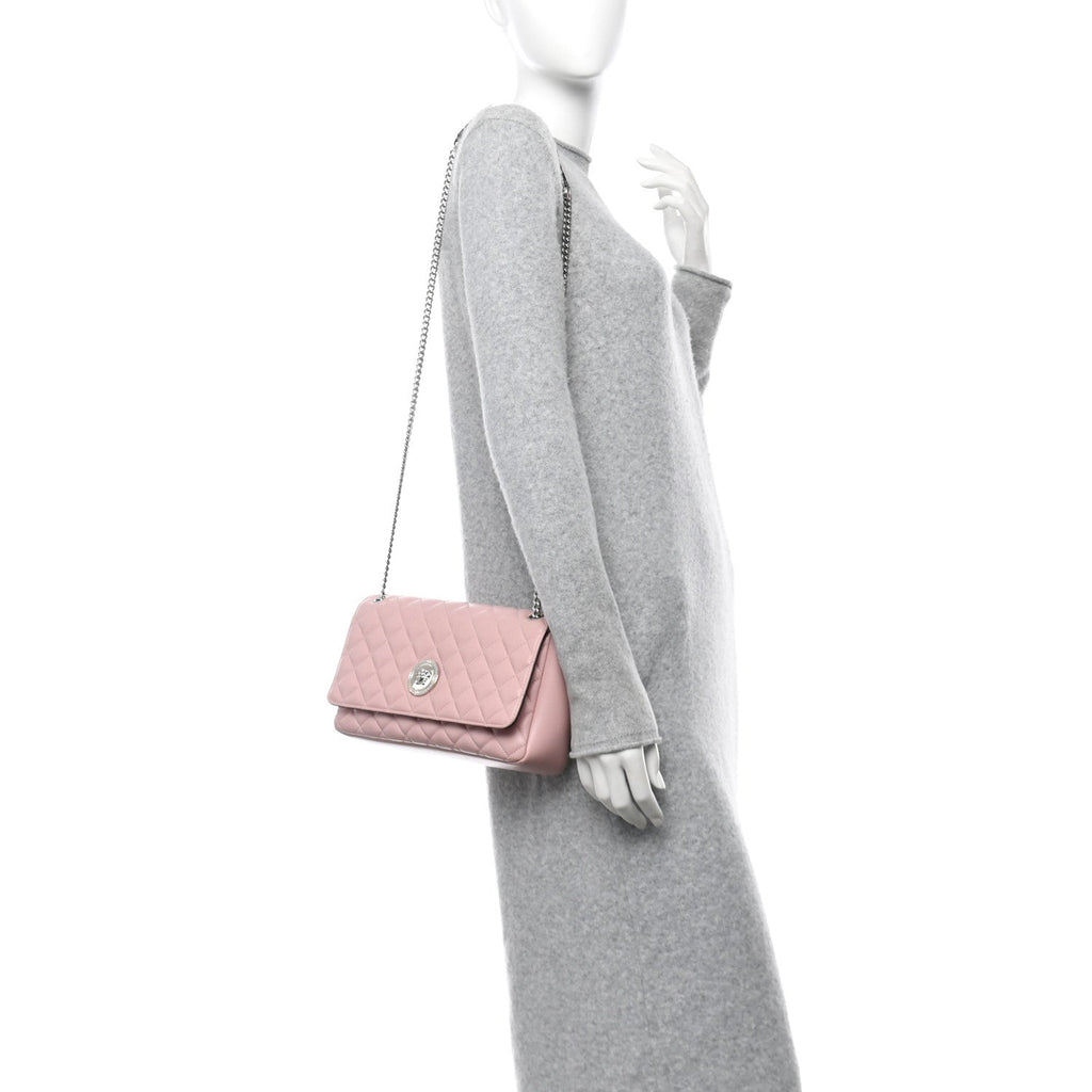 Lambskin Quilted Medusa Shoulder Bag Light Pink