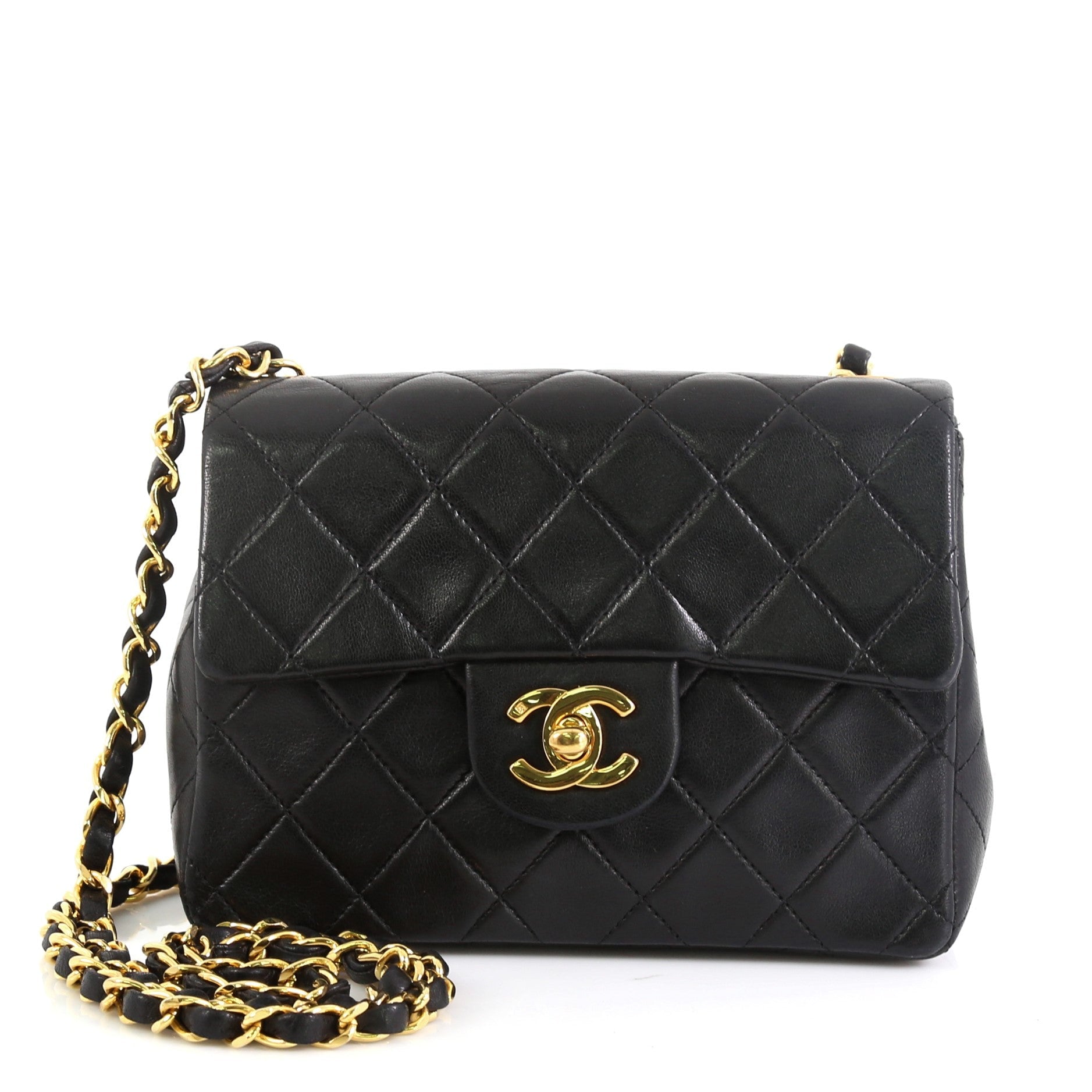 Vintage Square Classic Single Flap Bag Quilted Lambskin Mini