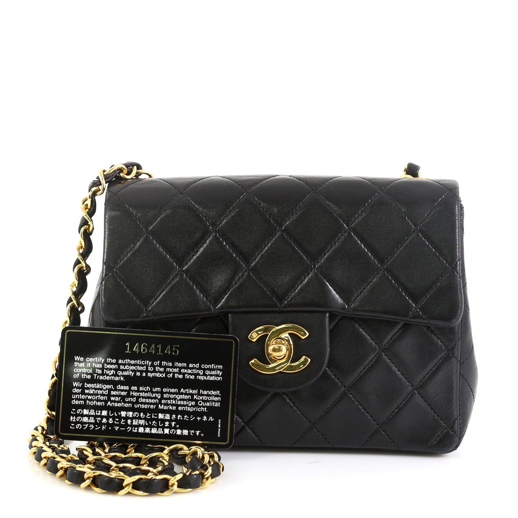 Vintage Square Classic Single Flap Bag Quilted Lambskin Mini