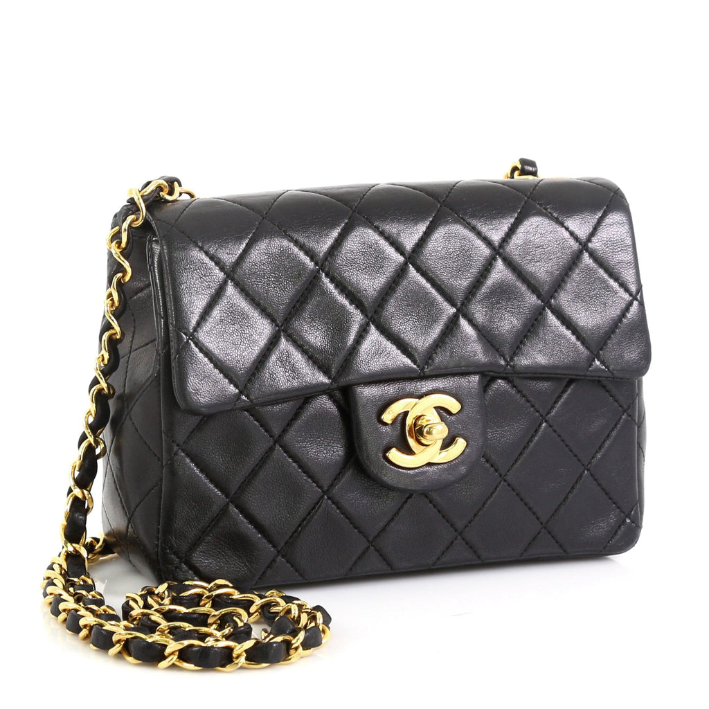 Vintage Square Classic Single Flap Bag Quilted Lambskin Mini
