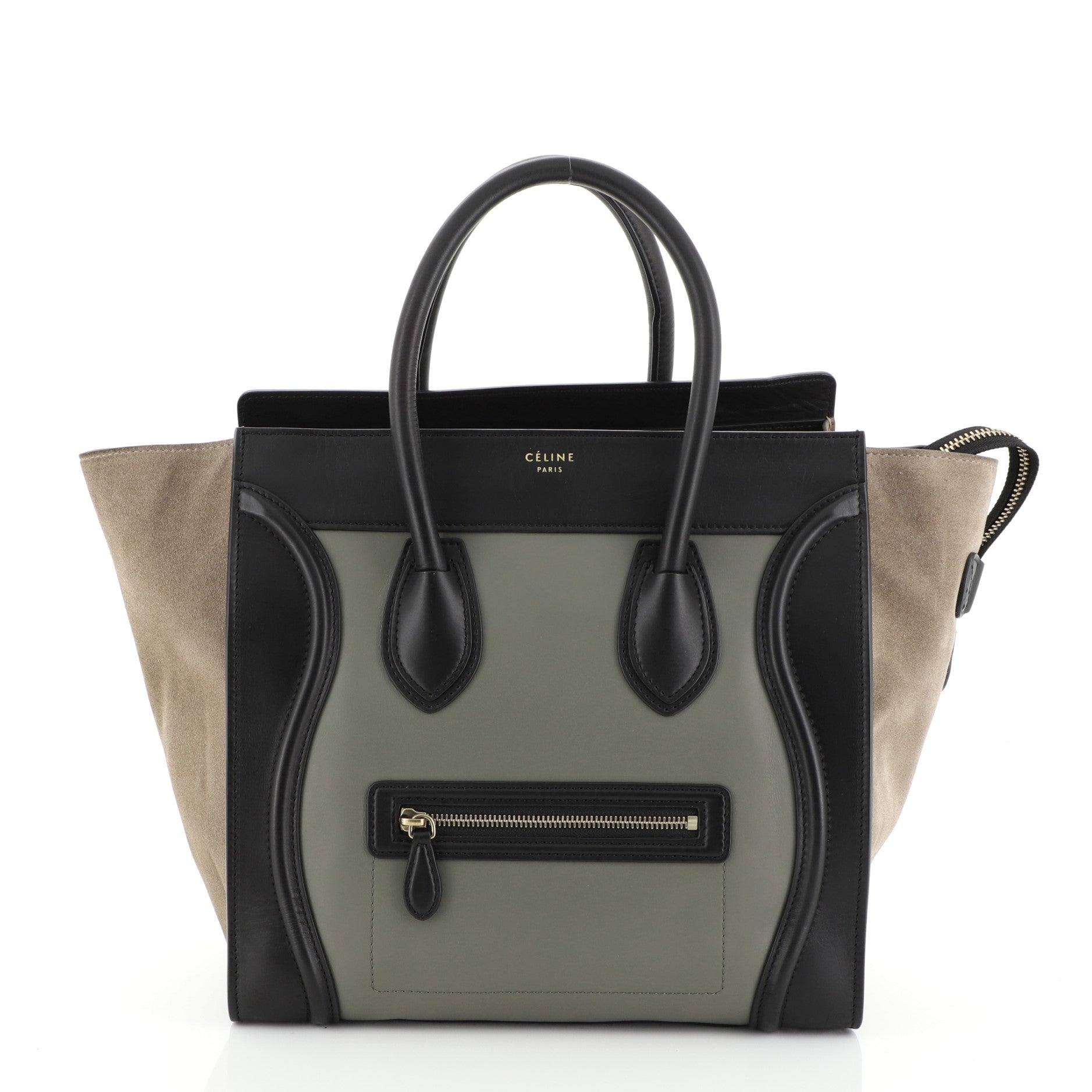 Tricolor Luggage Handbag Leather Mini