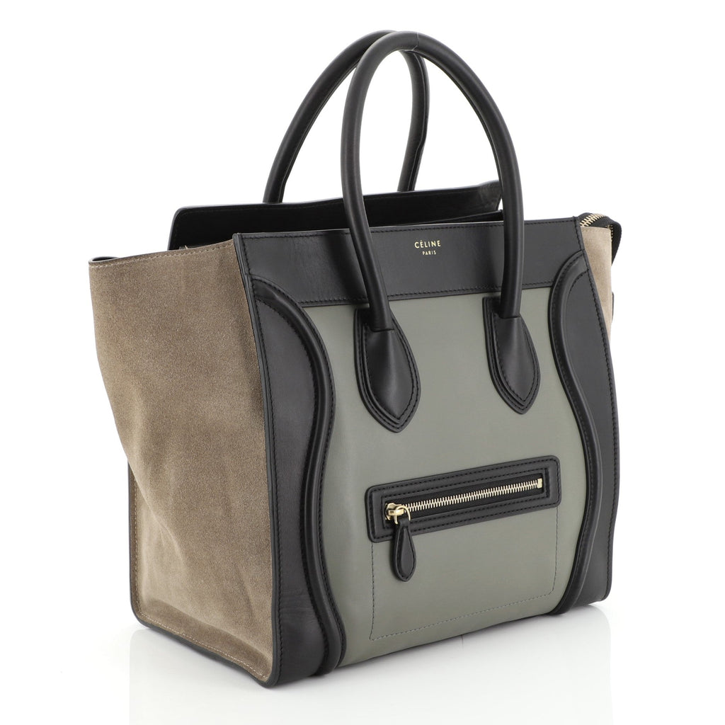 Tricolor Luggage Handbag Leather Mini