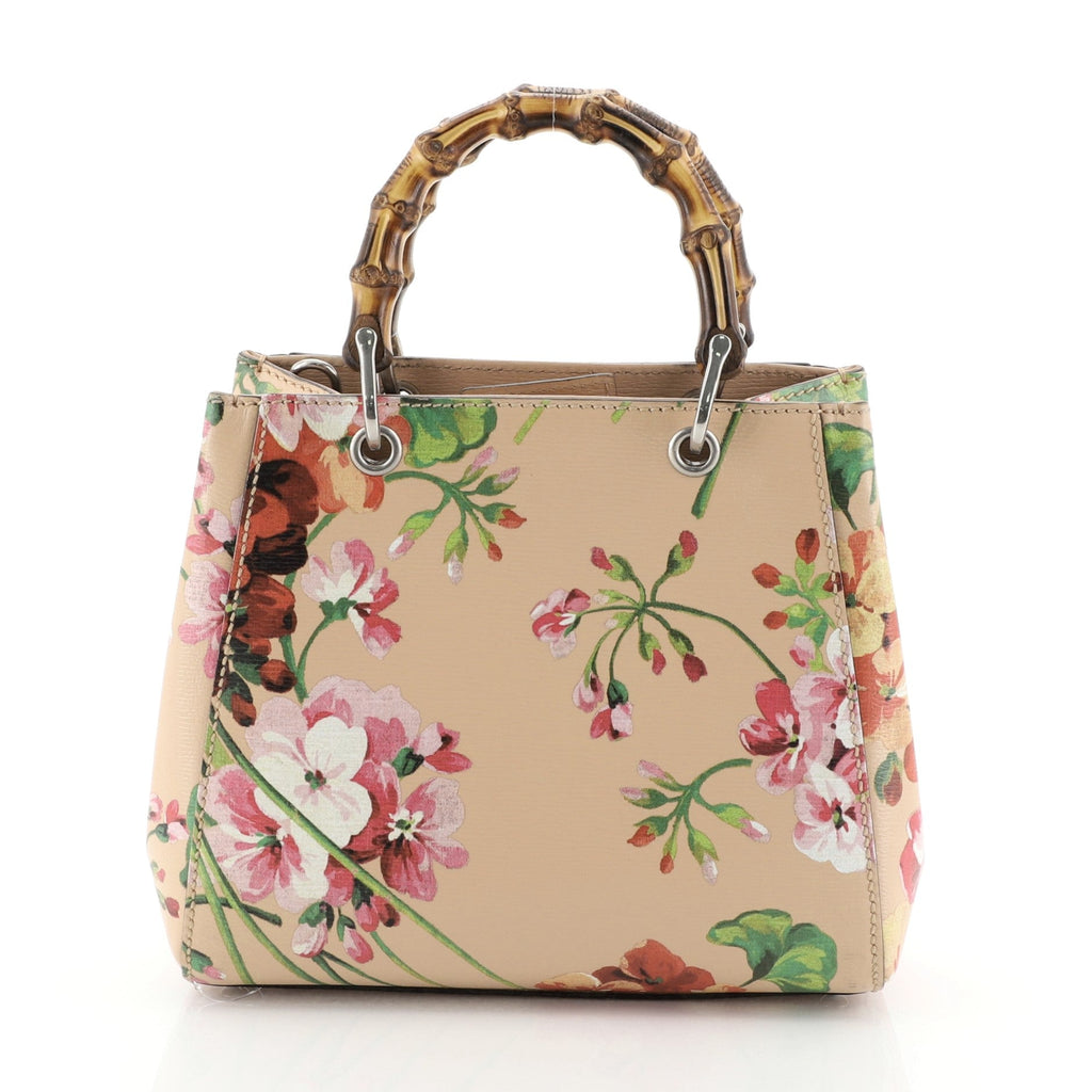Bamboo Shopper Tote Blooms Print Leather Mini