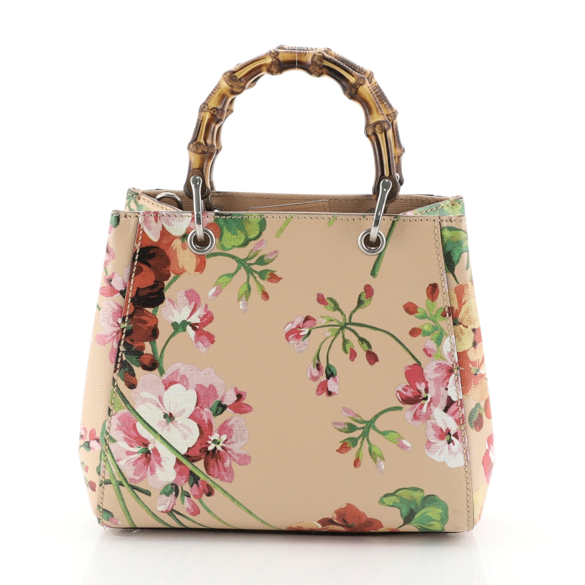 Bamboo Shopper Tote Blooms Print Leather Mini